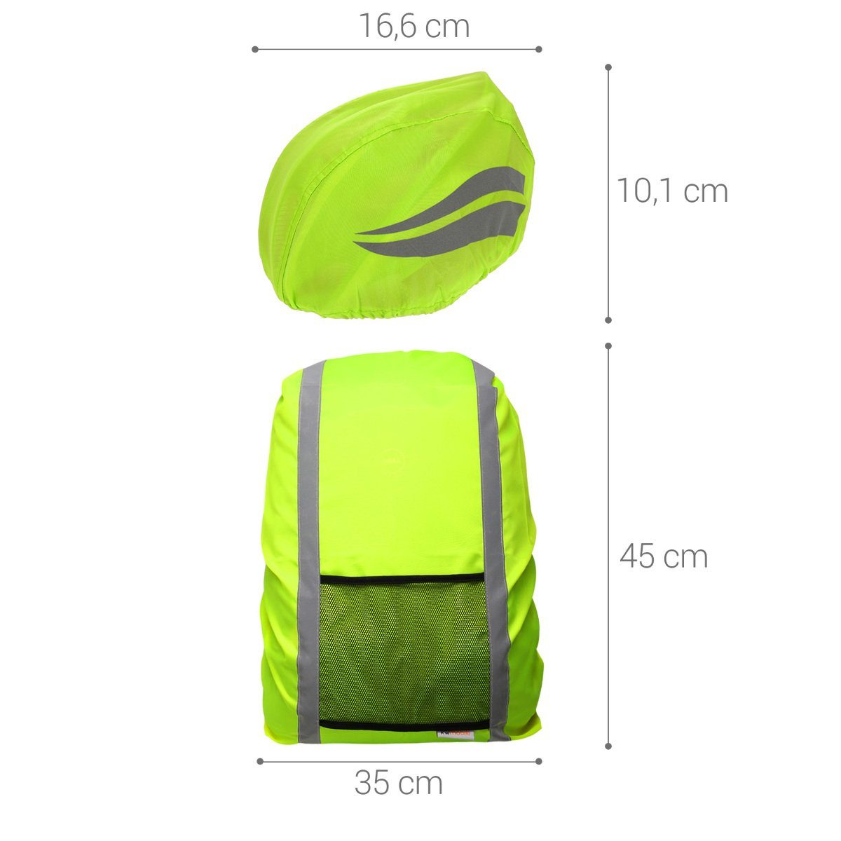 Helm - Rucksack kwmobile Schutzweste Regenschutz Regenhülle Gelb Set für Neon Helmüberzug