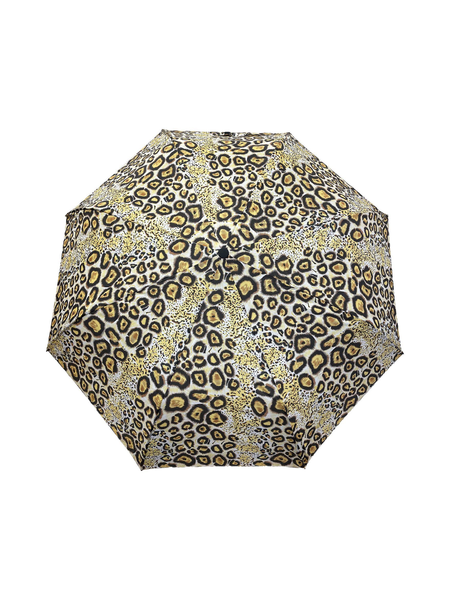 Taschenregenschirm in Automatik Kleiner Taschenschirm, ANELY Gelb Muster Leopard Regenschirm 6747