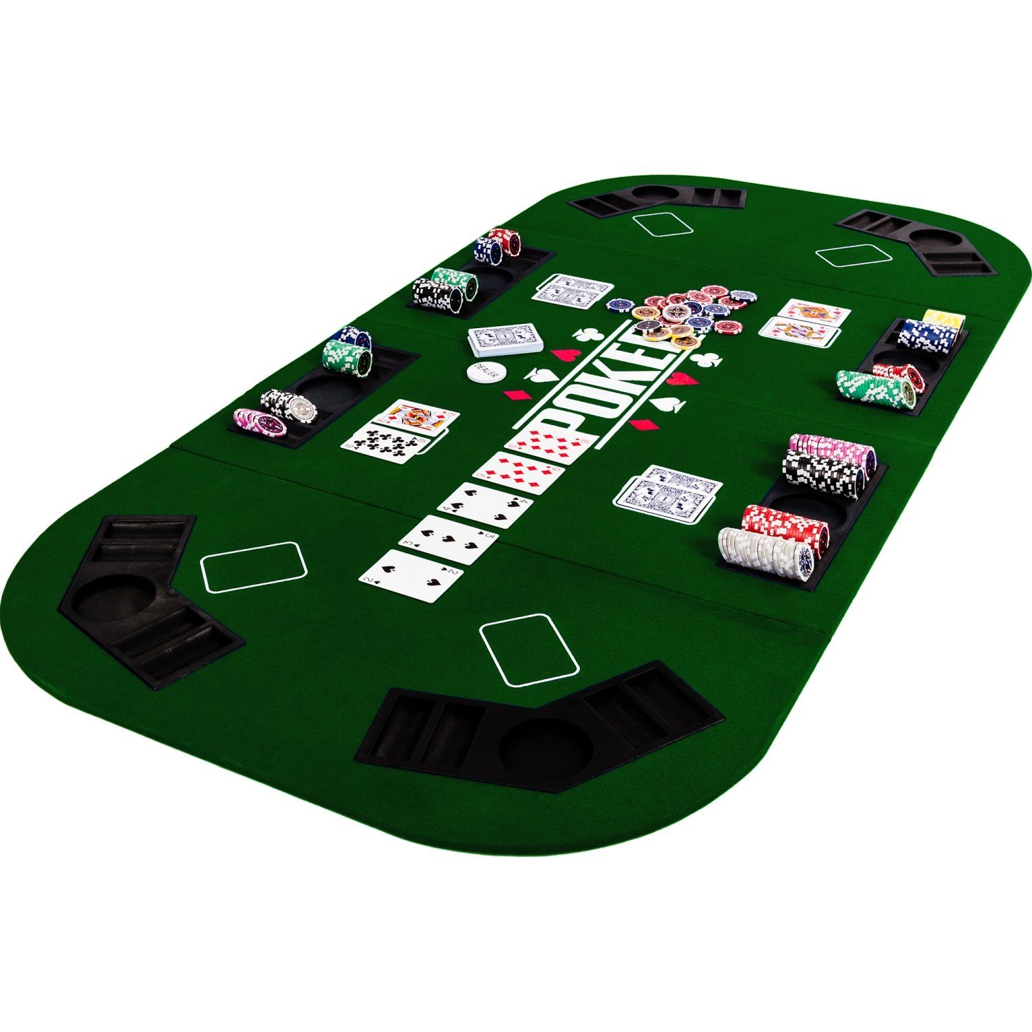 GAMES PLANET Spiel, Games Planet Faltbare Pokerauflage „Straight“, 2-8 Spieler, Maße 160x80 cm, MDF Platte, 8 Getränkehalter, 8 Chiptrays