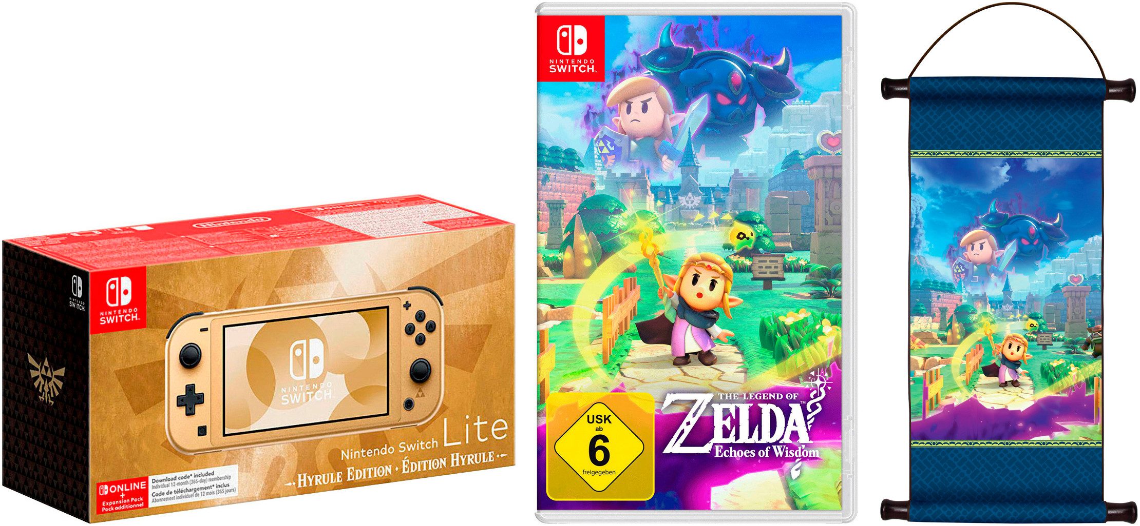 Lite – Hyrule-Edition + Zelda: Echoes of Wisdom + Zelda-Schriftrolle