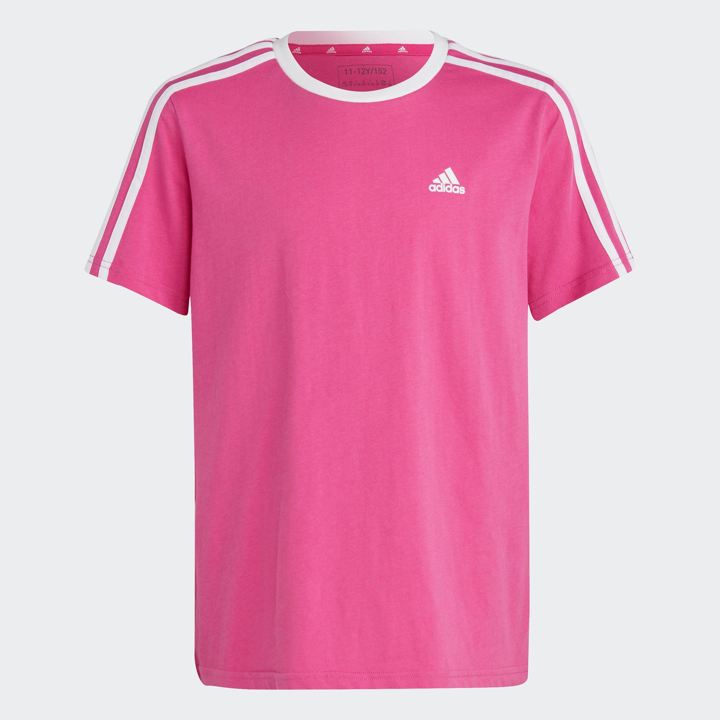 Sportswear Lucid COTTON White Fuchsia T-Shirt ESSENTIALS Semi / 3-STREIFEN LOOSE FIT BOYFRIEND adidas