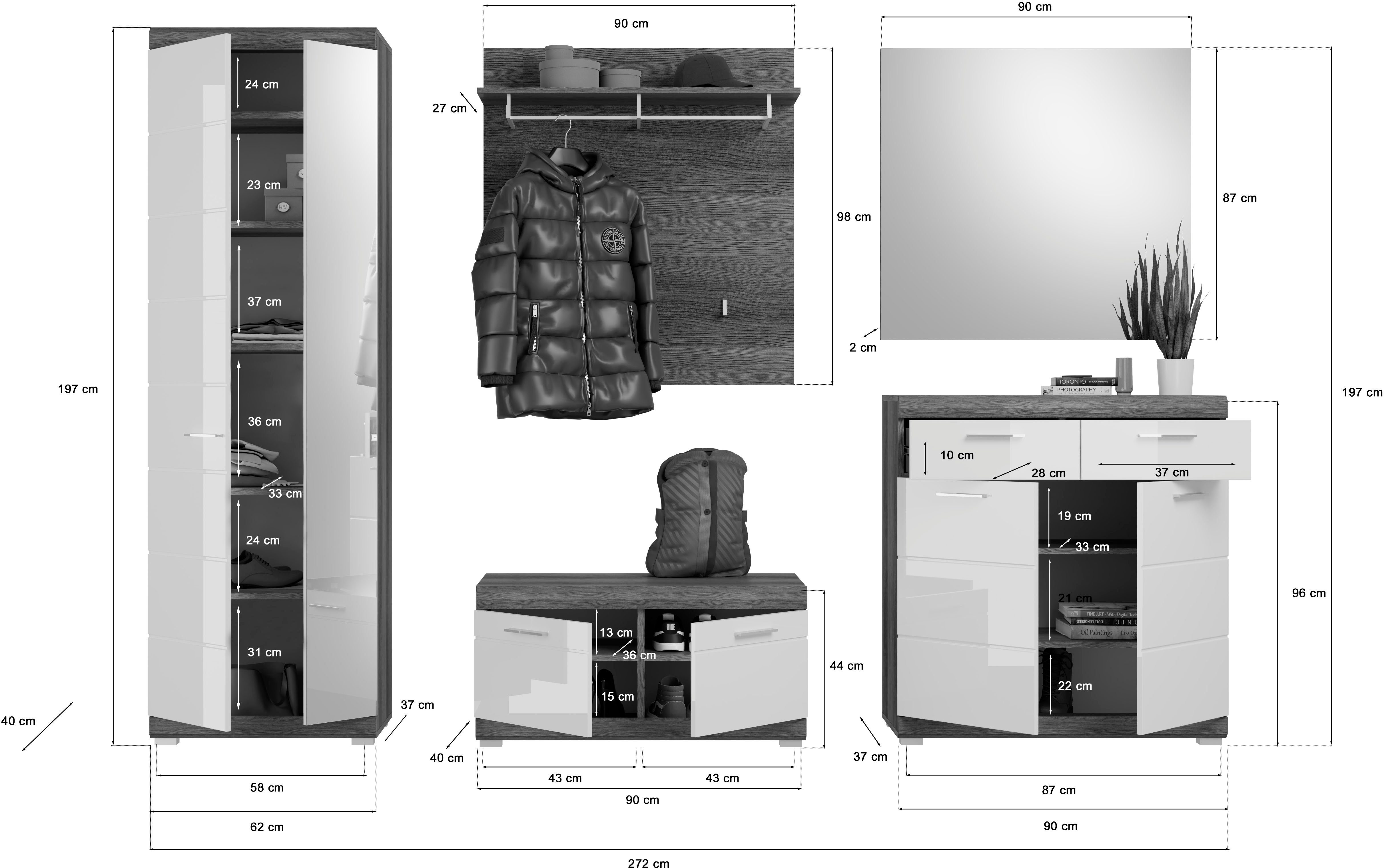 INOSIGN Garderoben-Set (3-St) Siena,