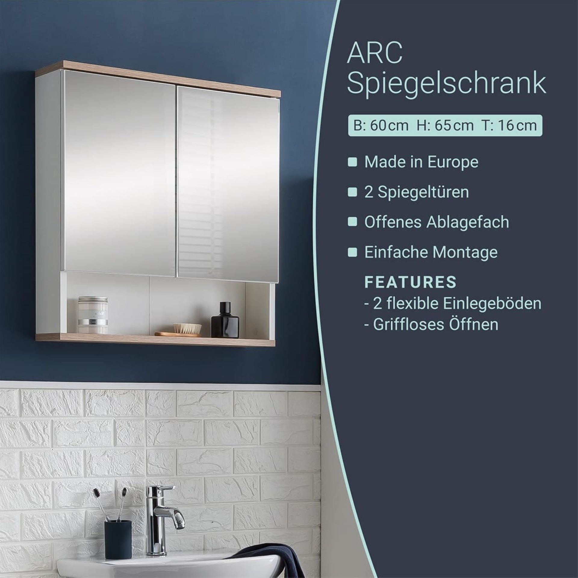 BADEDU Badezimmerspiegelschrank ARC Spiegelschrank mit zusätzlicher günstig online kaufen