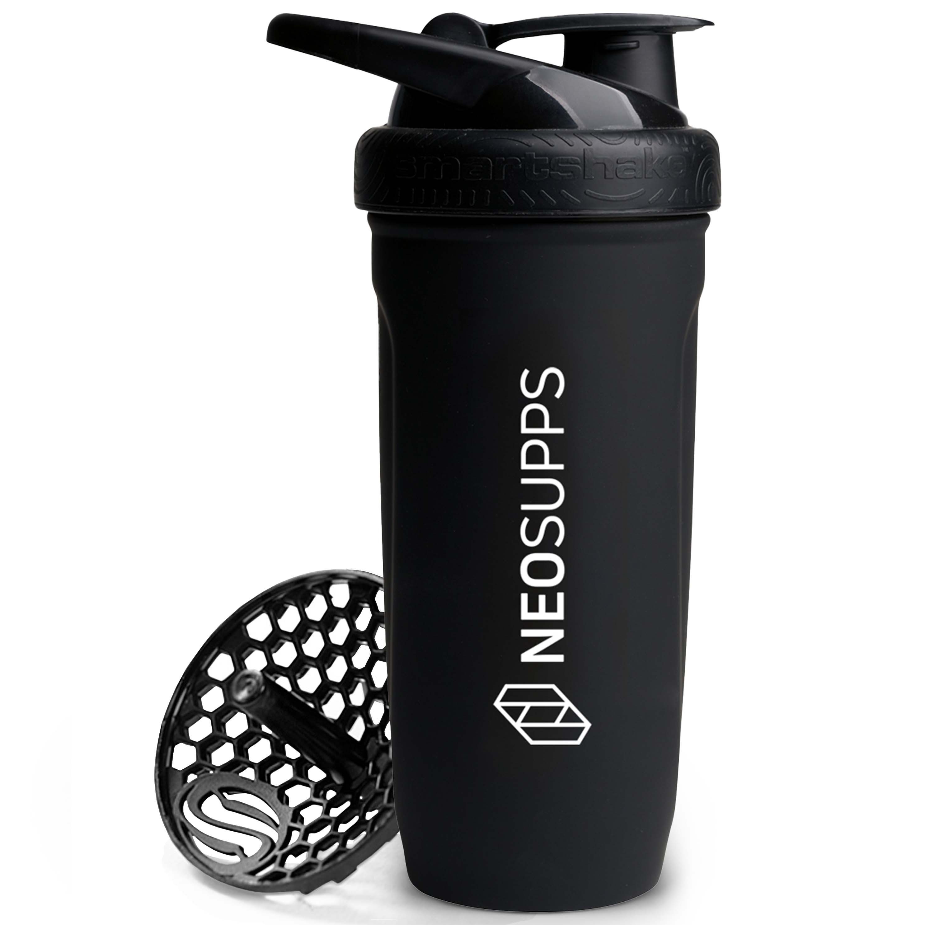 Neosupps Protein Shaker Steel Shaker 700ml, BPA- und DEHP-freier Premium Eiweiß Shaker, mit Sieb für cremige, klumpenfreie Shakes & lebenslange Haltbarkeit