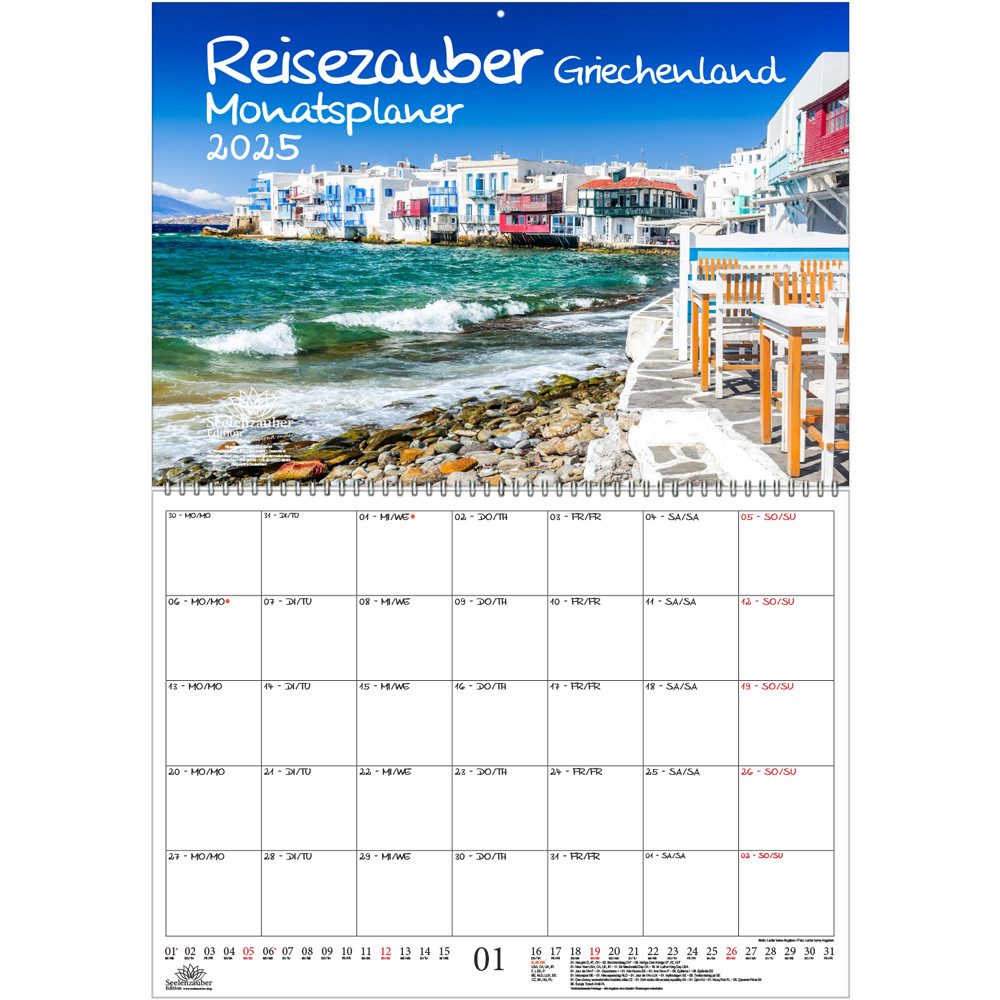 Seelenzauber Wandkalender Griechenlandzauber Wand Planer Kalender 2025
