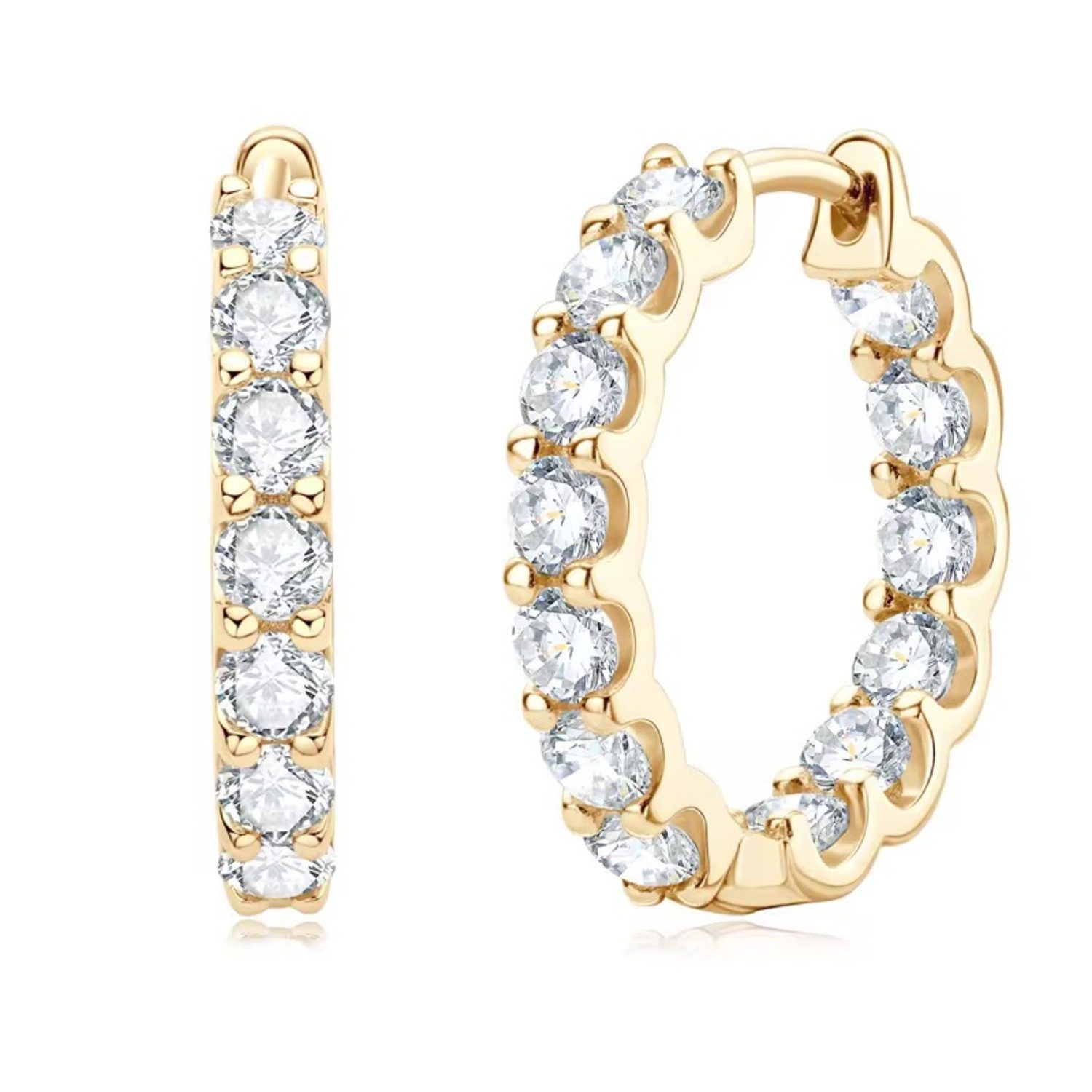 Paar Creolen Exquisite Moissanit Damen Creolen Ohrringe Gold 925 Sterling Silber
