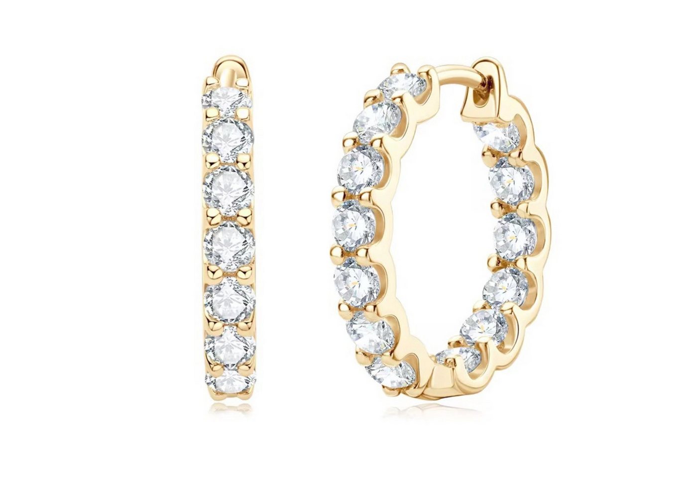 ROUGEMONT Paar Creolen Exquisite Moissanit Damen Creolen Ohrringe Gold 925 Sterling Silber, Echtschmuck mit Echtheitszertifikat