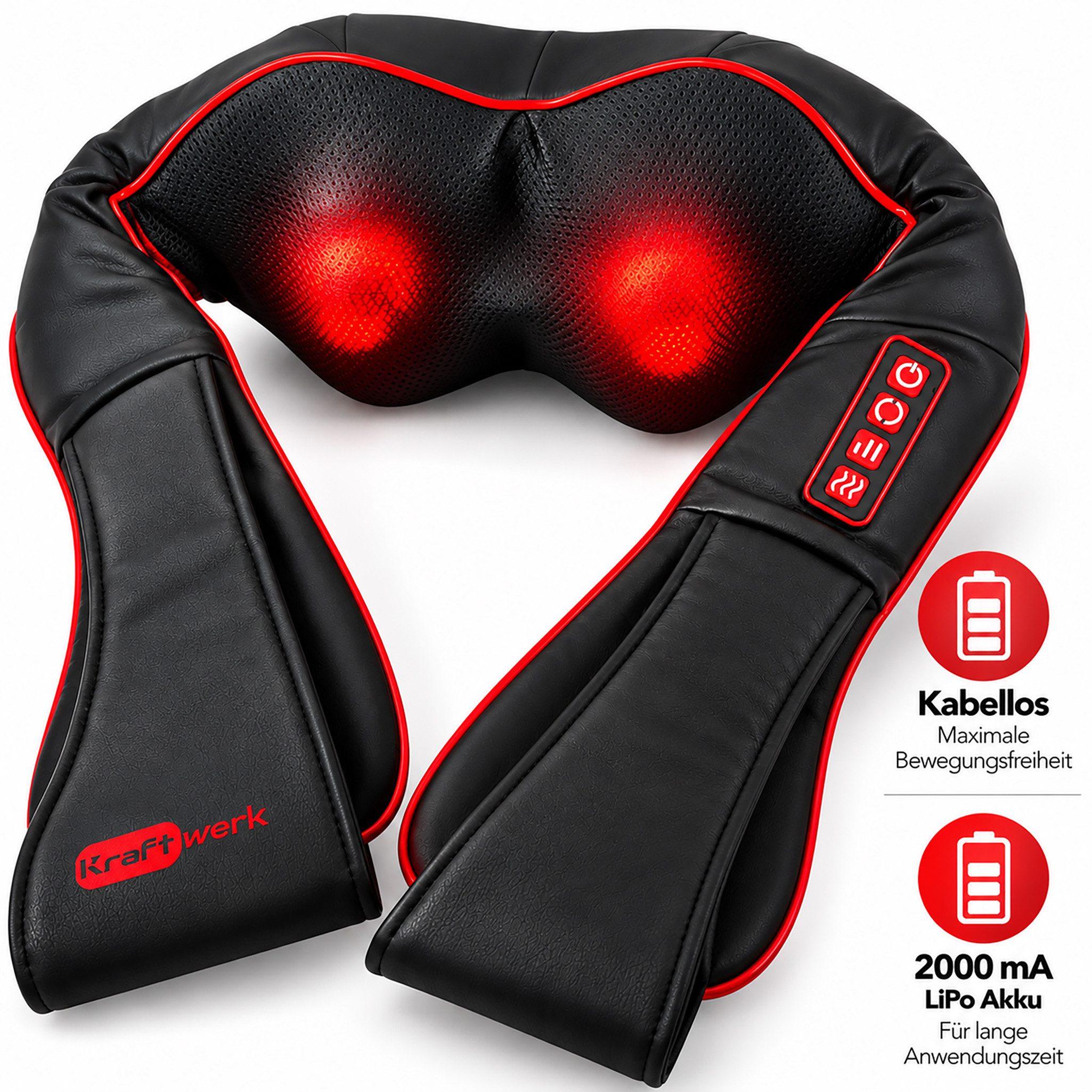 Axion Nacken-Massagegerät kabellos mit Wärmefunktion, Shiatsu-Massagegerät, Infrarotlicht