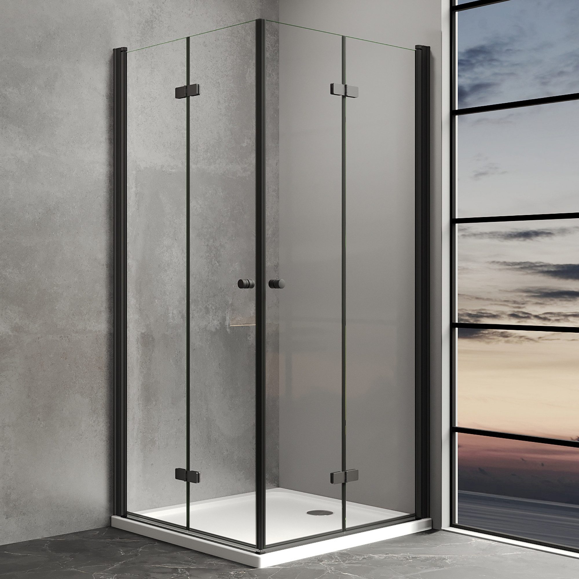 IMPTS Eckdusche Duschkabine Faltbar Falttürkabine, BxT: 70x70 cm, Sicherheitsglas, Duschkabine Eckeinstieg Duschabtrennung, 180º doppelt Falttüren, Doppel Falttüren Falttürkabine Duschabtrennung Rahmenlos Drehtür