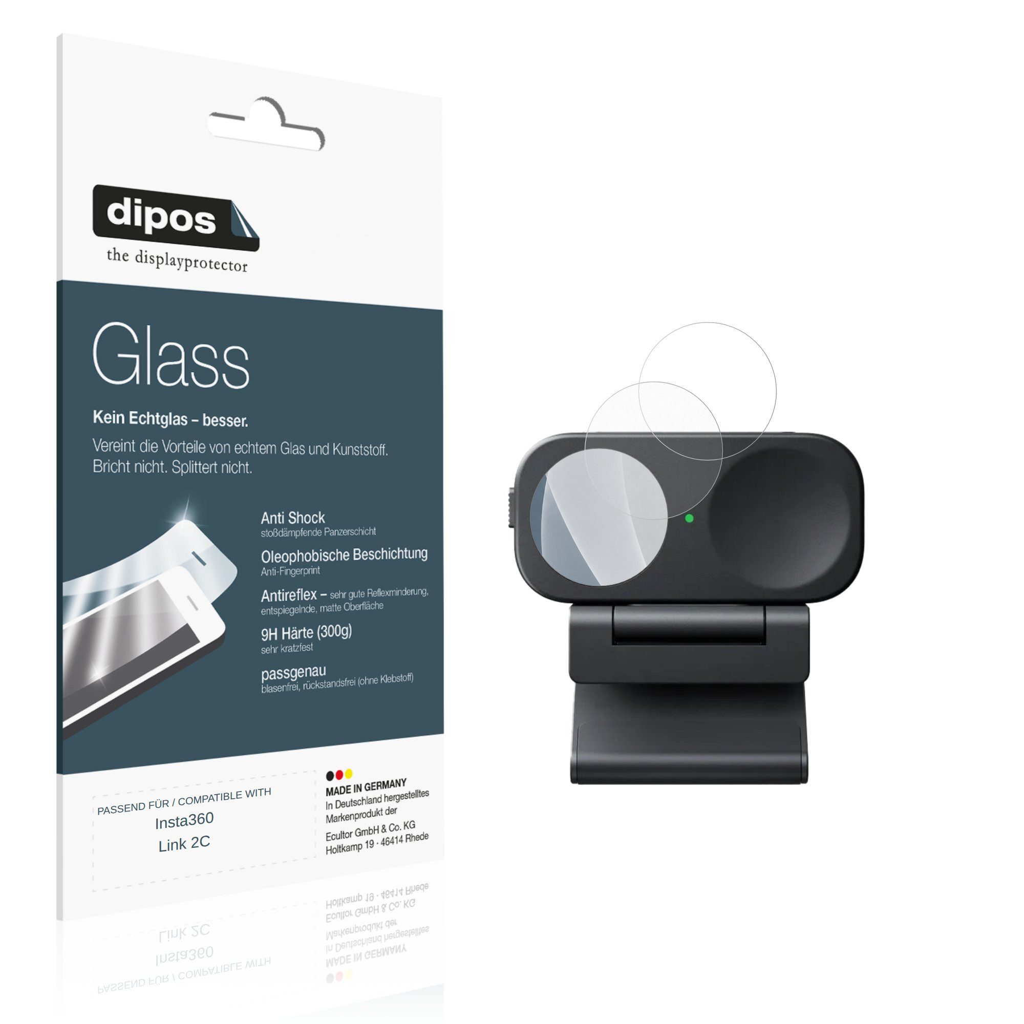 dipos Displayschutzfolie Schutzfolie für Insta360 Link 2C, 2 Stück, Displayschutz Schutz Folie Made in Germany
