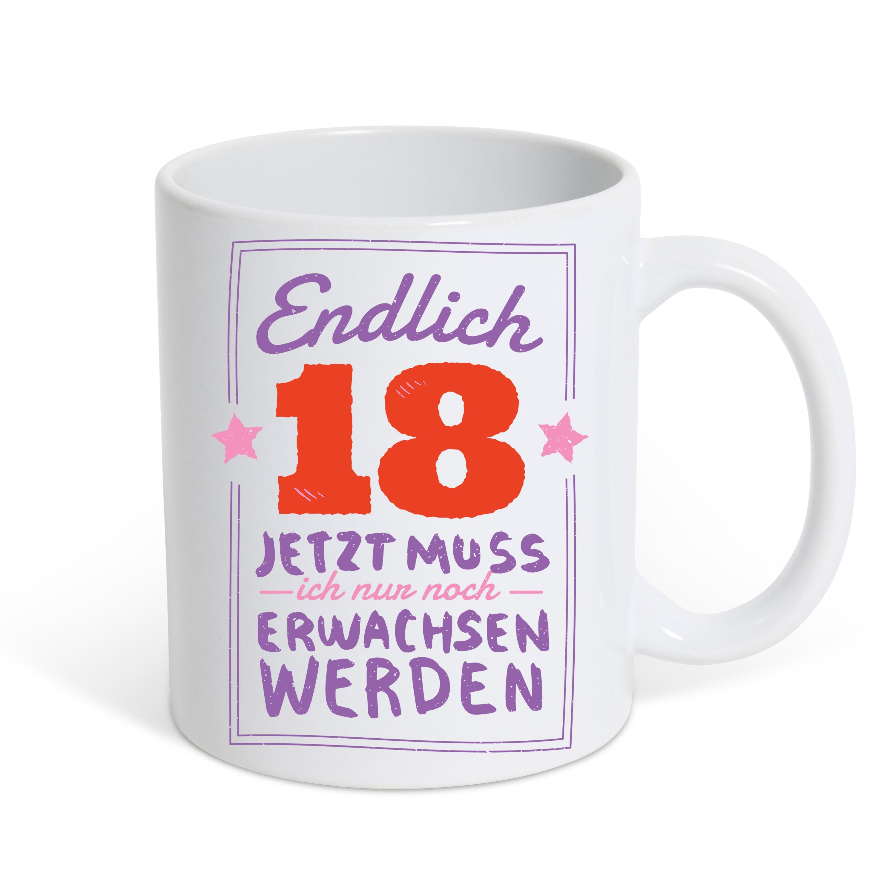 Tasse Endlich 18 Kaffeetasse Geschenk