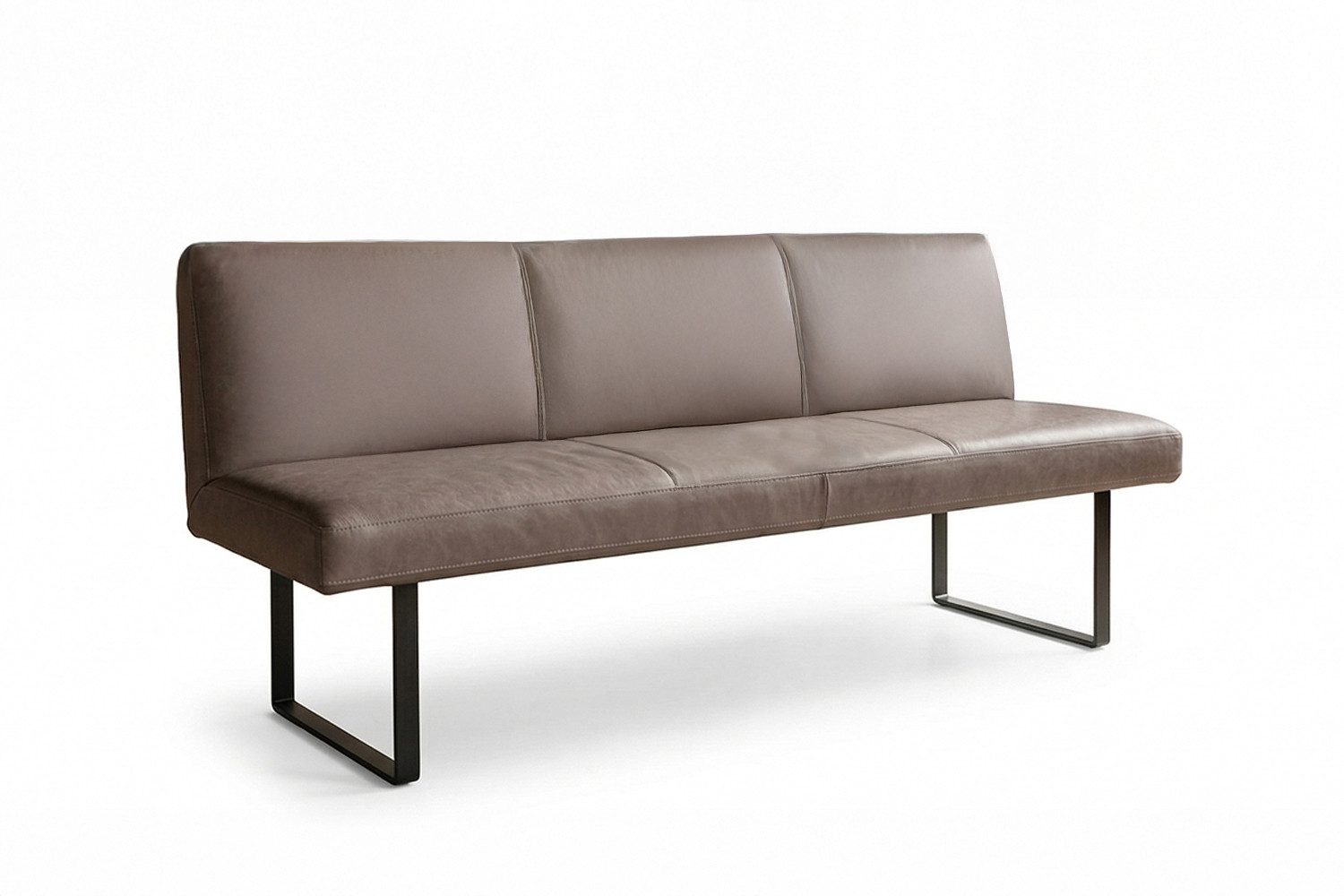 KAWOLA Sitzbank ELEEN Esszimmerbank Leder pigmentiert – modernes Design, 203 cm Breite, hoher Sitzkomfort, Metallgestell schwarz