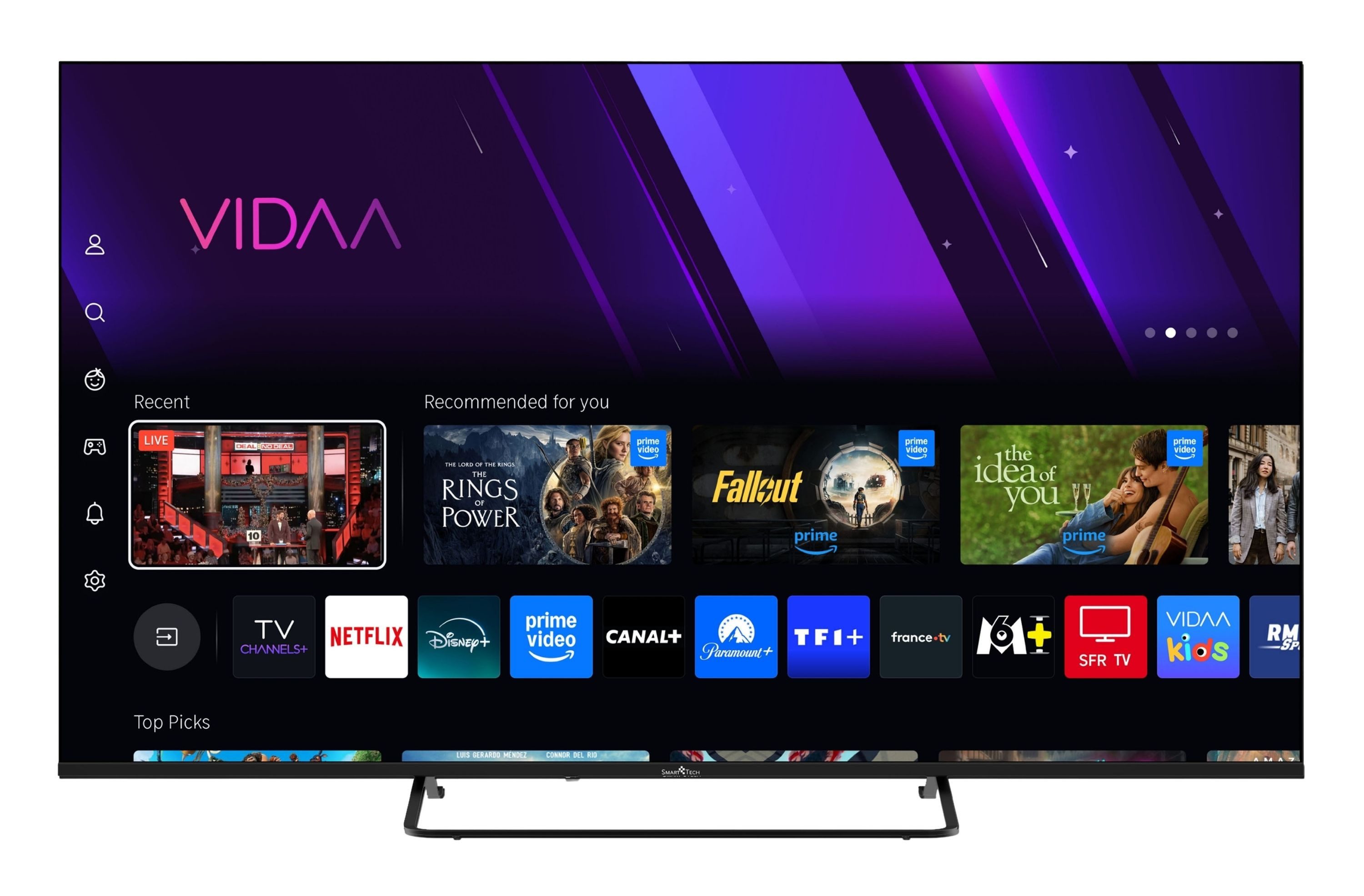 Smart Tech 55QV02K QLED-Fernseher (139 cm/55 Zoll, 4K Ultra HD, VIDAA Smart TV, VIDAA Smart TV, HDR, Bluetooth, Triple-Tuner)