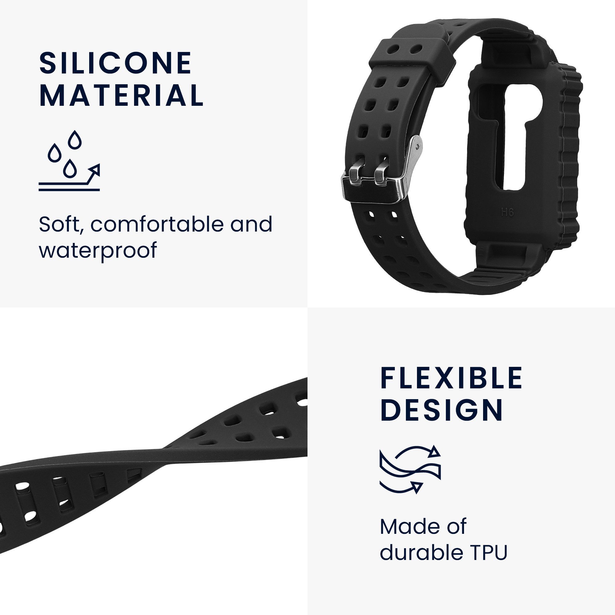 kwmobile Sportarmband für Huawei Band 9 / Band 8 7 6 Pro / Honor Band 7 6 Smartwatch, 1-tlg., Armband TPU Silikon Fitnesstracker