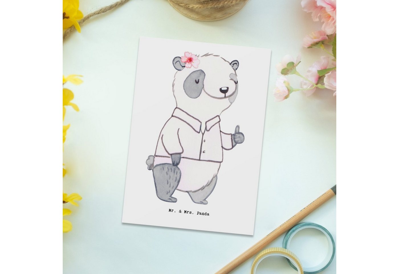 Thumbnail - Mr. & Mrs. Panda Postkarte Unternehmensberaterin Herz - Weiß - Geschenk, Einladungskarten Geburt, Lustige Sprüche