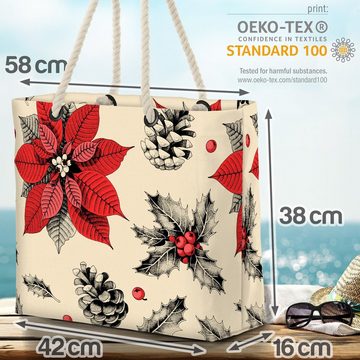 VOID Strandtasche (1-tlg), Adventsstern Weihnachtsstern Beach Bag Adventsstern Stern Blume Mistel Mistelzw