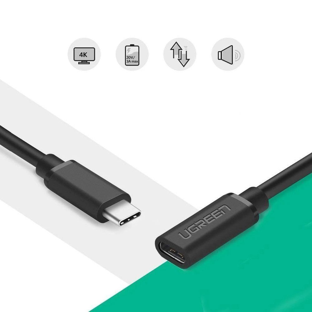 UGREEN Verlängerungskabel USB Typ C 3.1 (weiblich) - USB Typ C 3.1 (männlich) Smartphone-Kabel, (50 cm) – Bild 3 von 5
