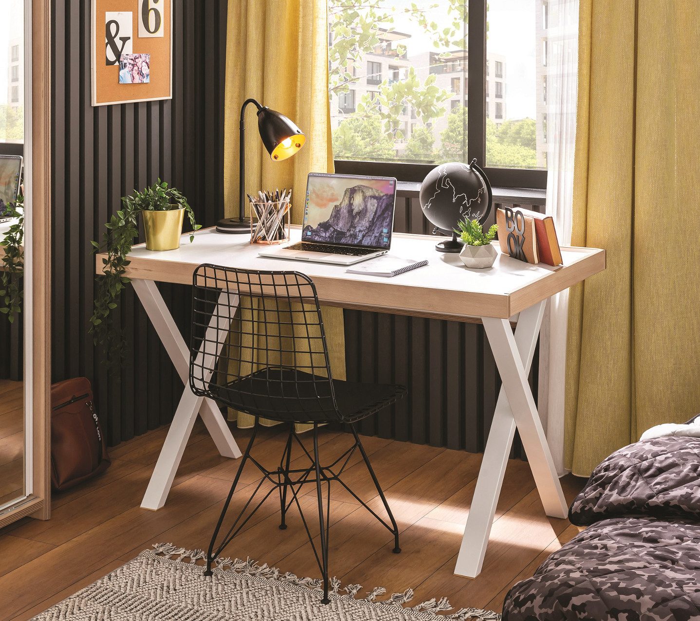 Möbel-Zeit Schreibtisch MODERA Young mit Kreuzbeinen