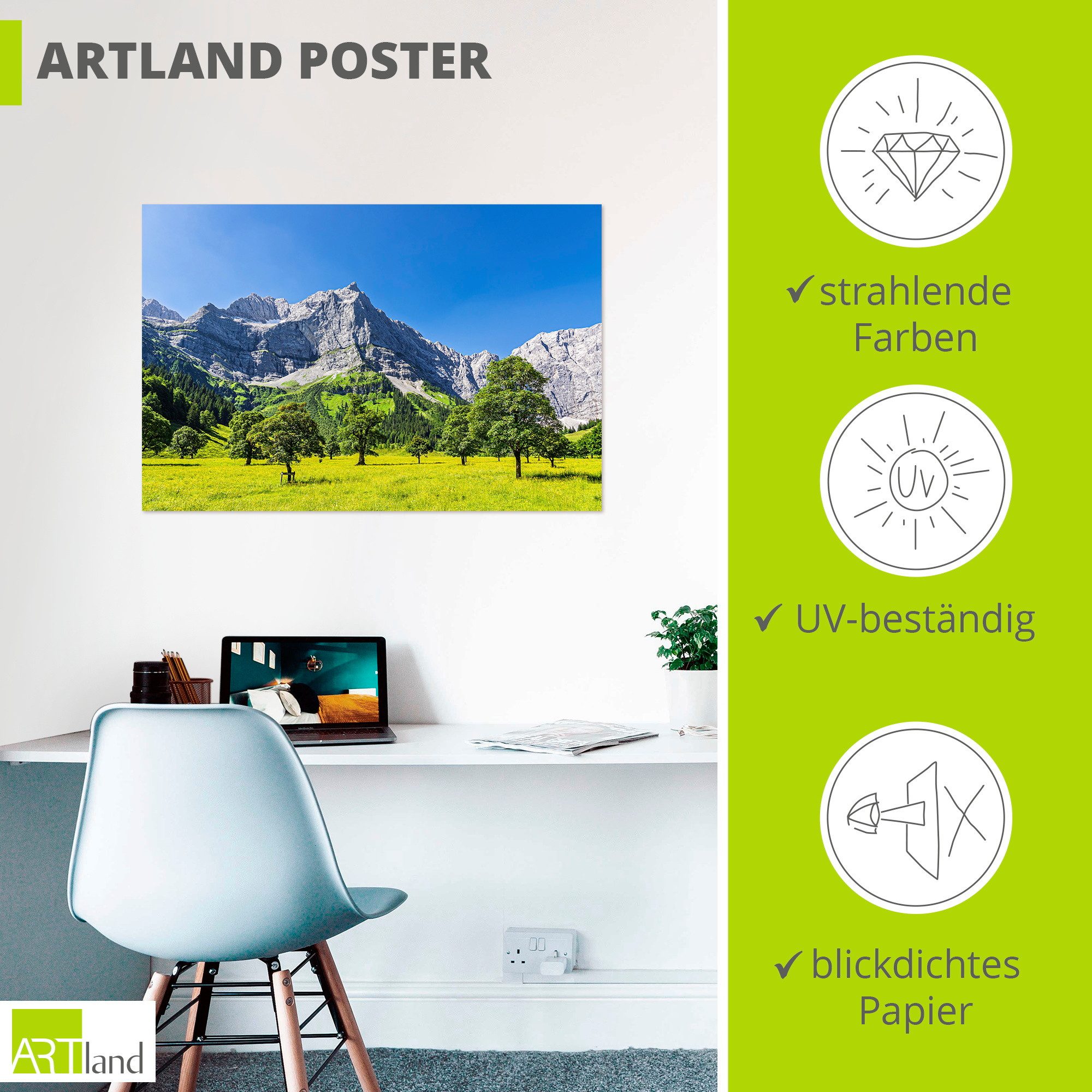 Artland Wandbild Große Ahornboden im Rißtal in Österreich, (1 St), als Alubild, Leinwandbild, Poster, Wandaufkleber in verschied. Größen