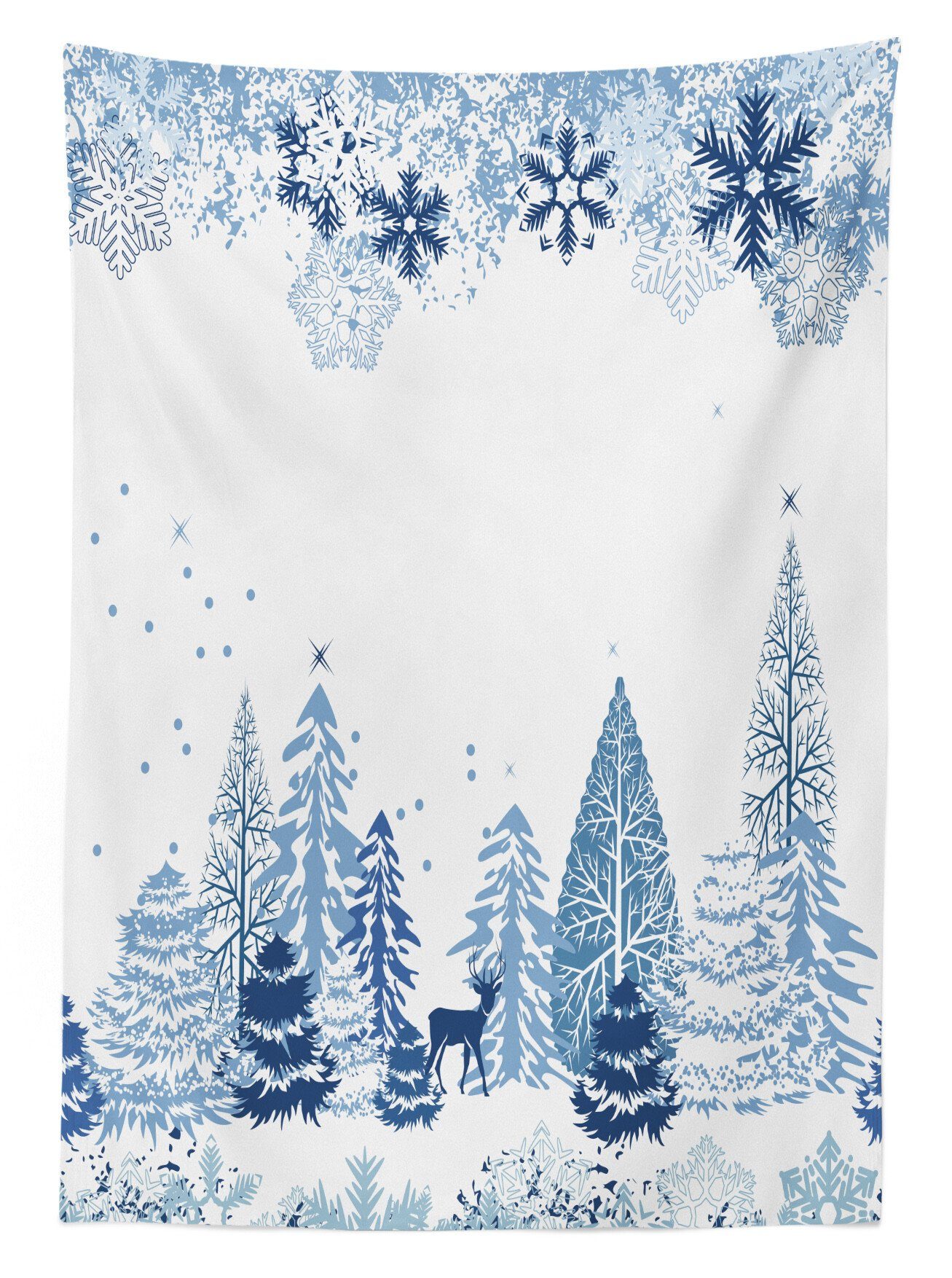 den Weihnachten Abakuhaus Farbfest Klare Deer Trees geeignet Pine Für Tischdecke Farben, Bereich Außen Waschbar Winter