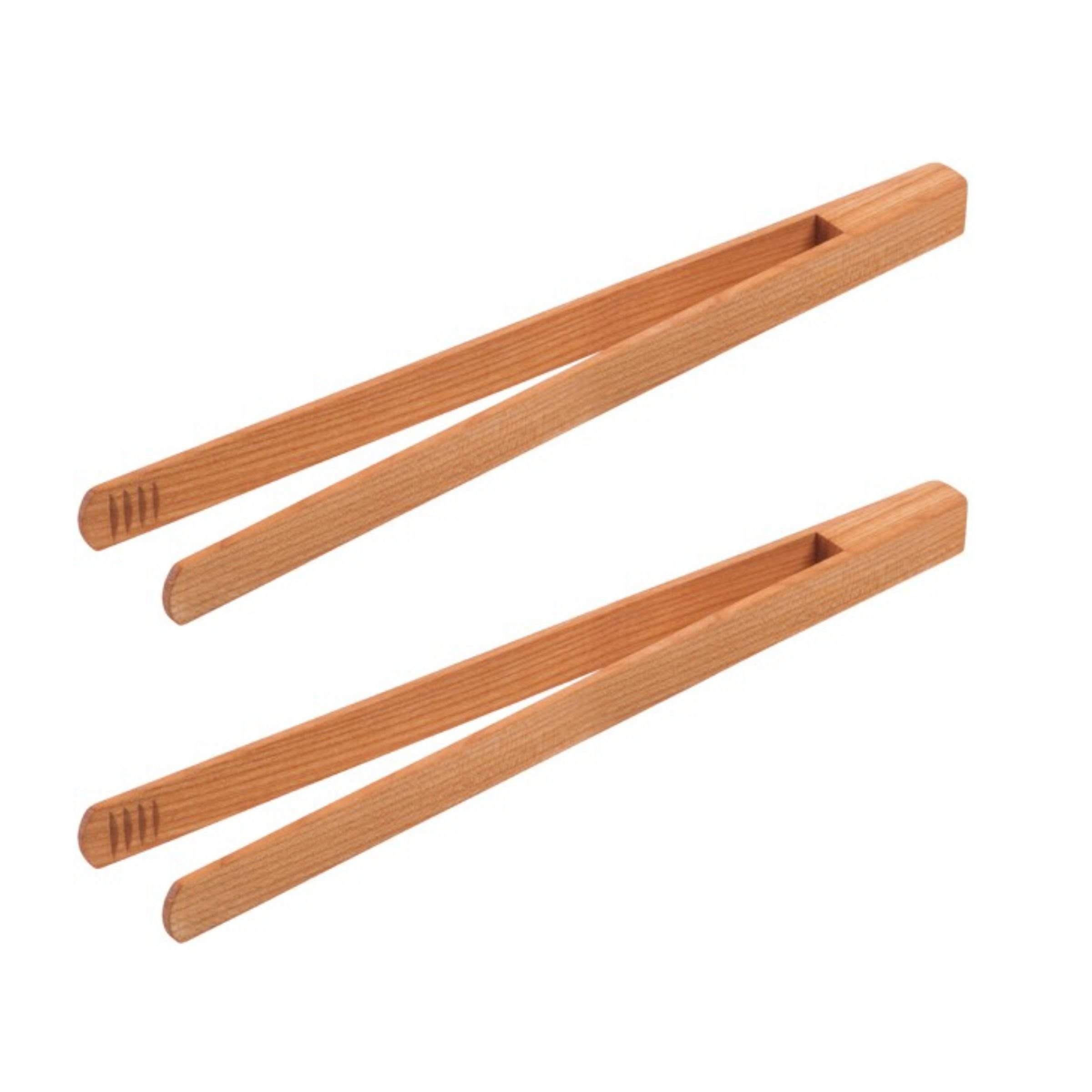 Gravidus Grillzange 2er Set Holz Grillzange Küchenzange Salatzange Kirschholz