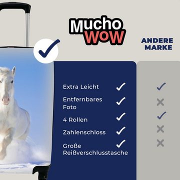MuchoWow Handgepäckkoffer Pferd - Schnee - Winter - Mähne, 4 Rollen, Reisetasche mit rollen, Handgepäck für Ferien, Trolley, Reisekoffer