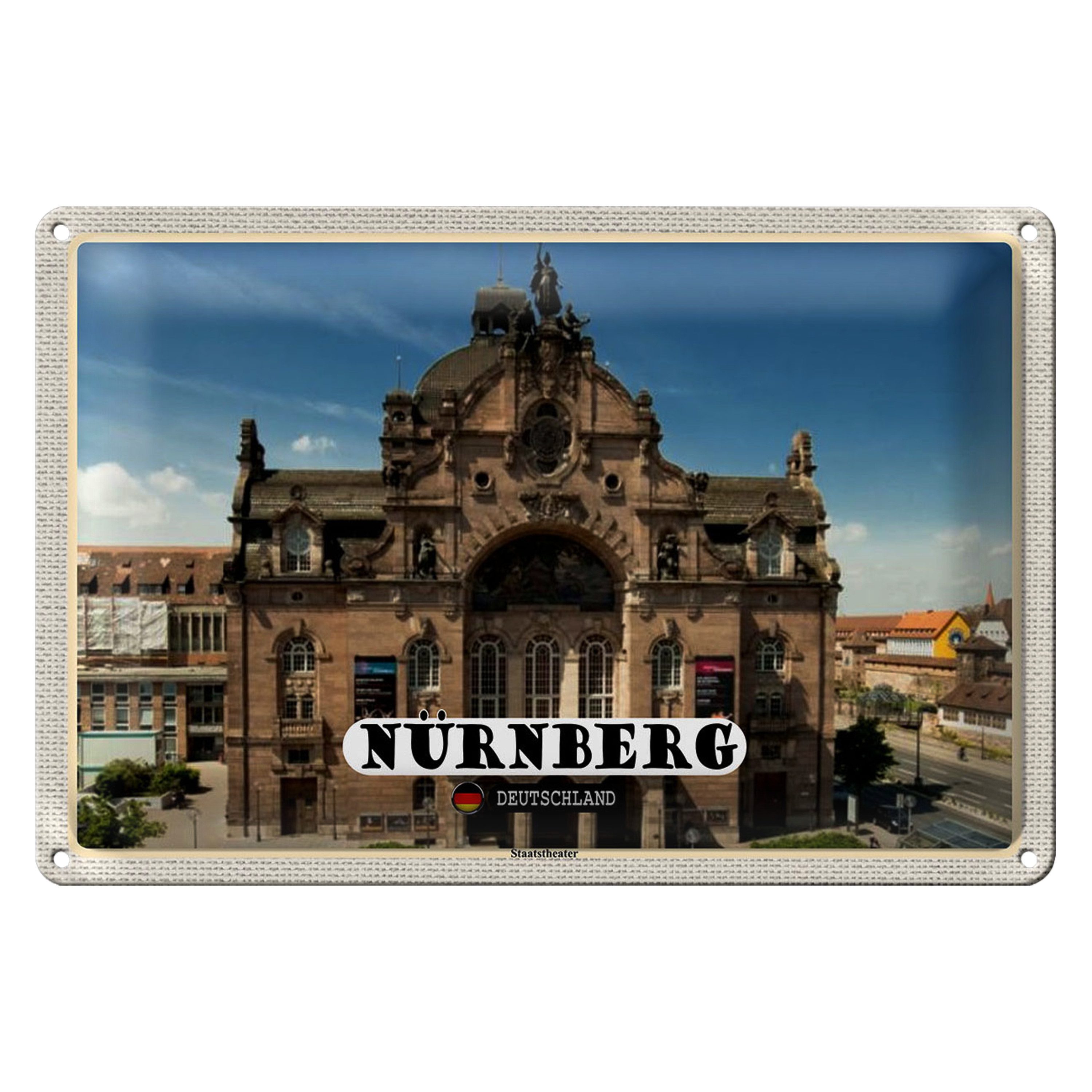 Roomando Metallschild Städte Nürnberg Staatstheater Gebäude 40x30cm