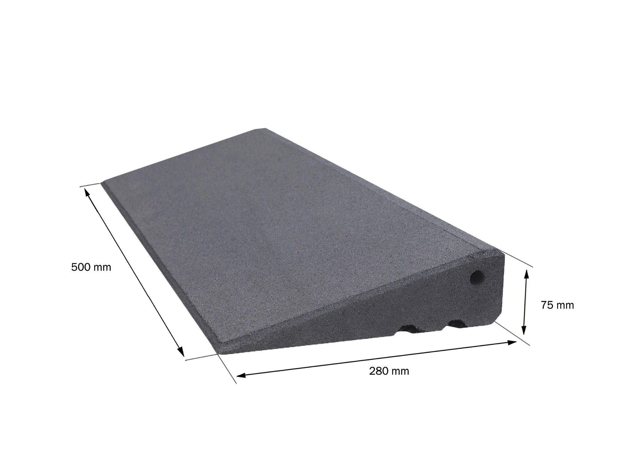 RO-FLEX Auffahrrampe Rampe Pro 75 mm hoch aus Gummigranulat LxBxH 500 x 280 x 75 mm
