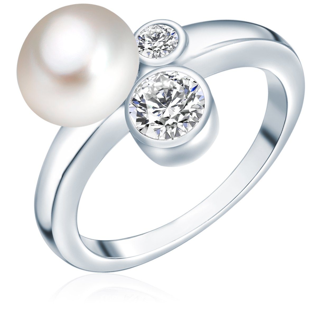 Perlenring silber