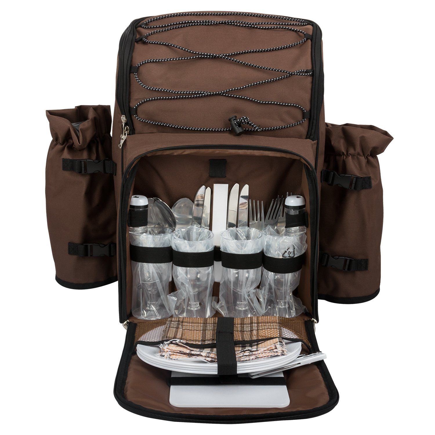 anndora Picknickrucksack Wanderrucksack Rucksack für 4 Personen, wasserfeste Schaumstoffisolation - abnehmbarer Flaschenhalter – Bild 4 von 5