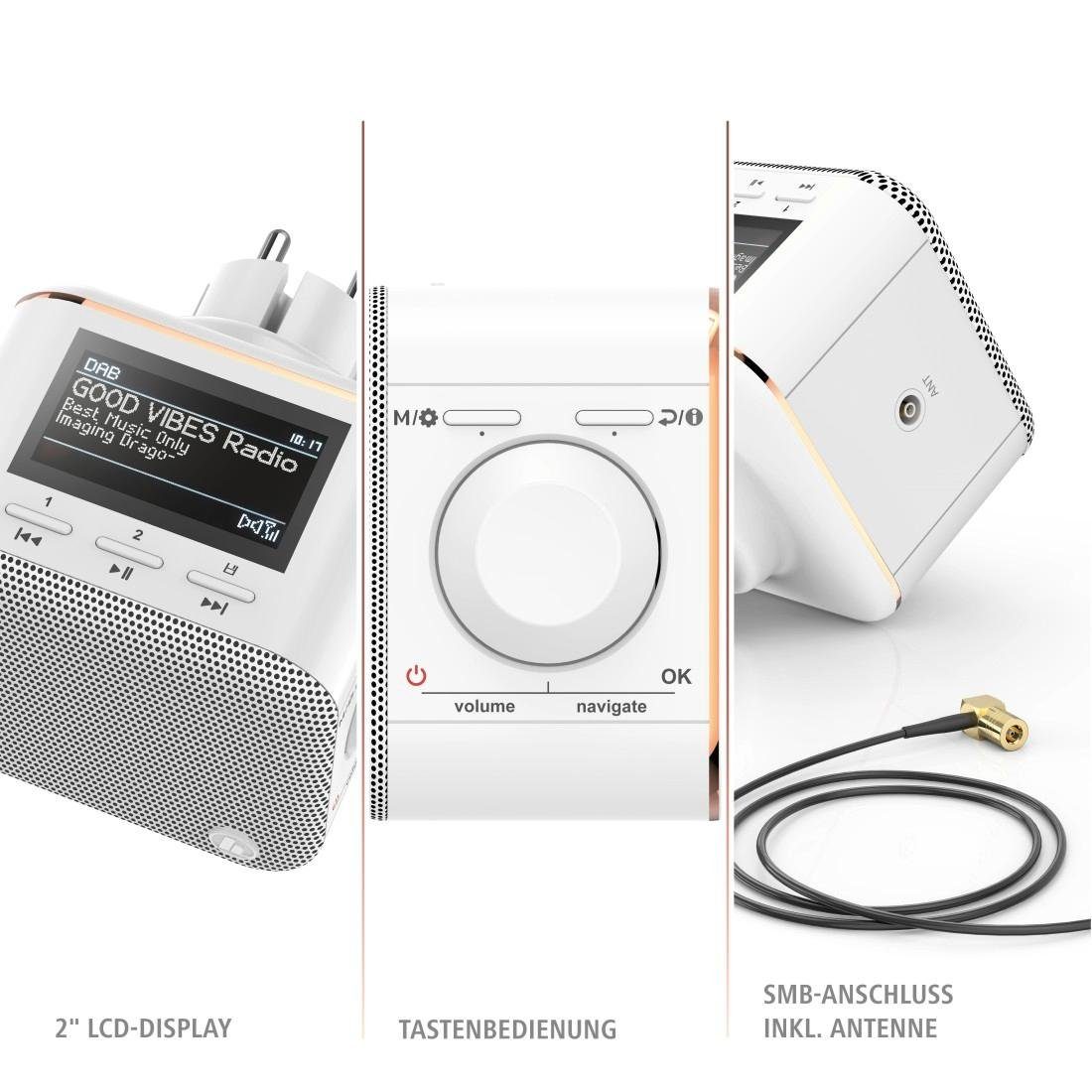 Bluetooth/FM Steckdosenradio, direkten Einstecken Radio die DAB zum DR40BT-PlugIn Steckdose Hama f. Steckdose, (DAB), Digitalradio Design-Digitalradio in