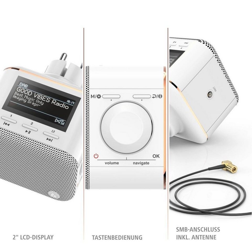 Hama Steckdosenradio, DAB Radio f. Steckdose, Bluetooth/FM DR40BT-PlugIn  Digitalradio (DAB), Design-Digitalradio zum direkten Einstecken in die  Steckdose