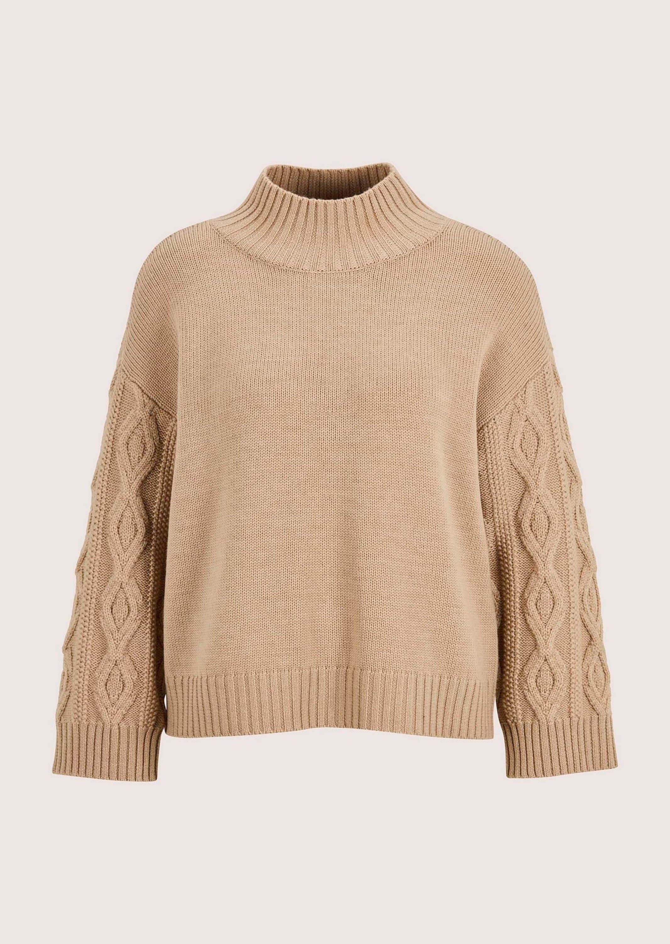 Strickpullover Eleganter Wollpullover mit Zopfmuster