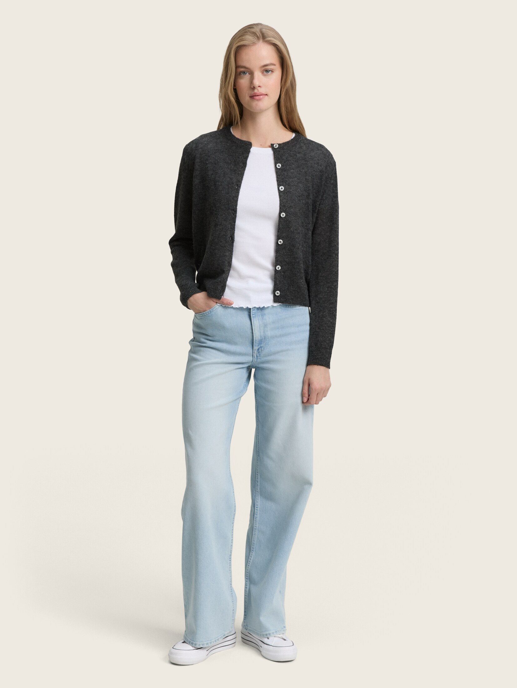 TOM TAILOR Denim Cardigan Pullover & Strickjacken Cardigan mit Rundhalsausschnitt