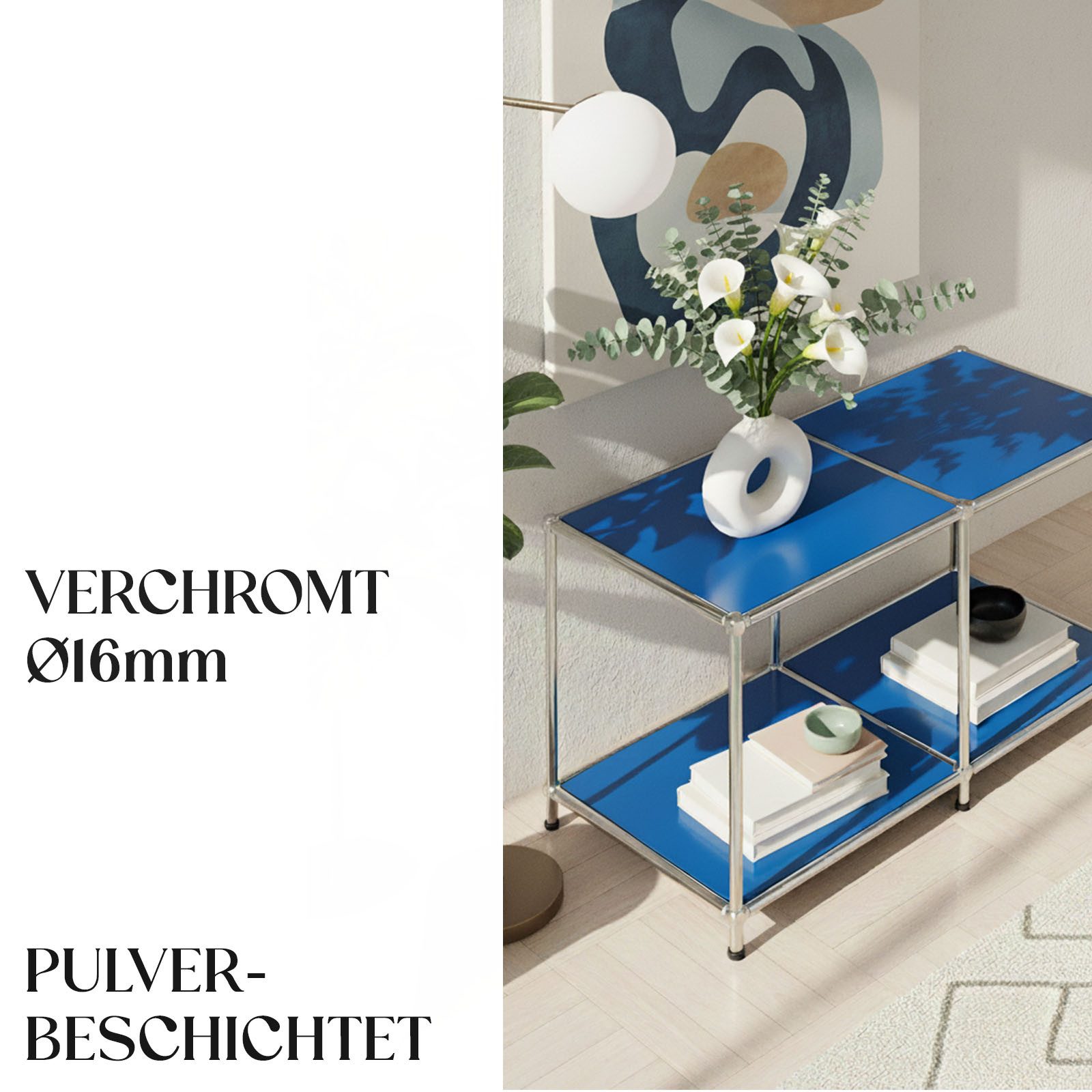 Floordirekt Lowboard Concept Epure MK-016 Sideboard & Ablageregal, B78 × T40 × H46 cm (modular, kratzfeste Pulverbeschichtung), Regal mit offenen Ablagen, verch – Bild 4 von 5