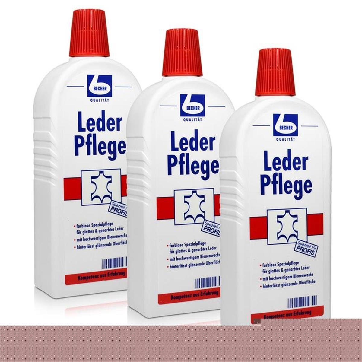 Dr. Becher Leder Pflege 500ml mit Bienen- und Carnaubawachs (3er Pack) Spezialwaschmittel
