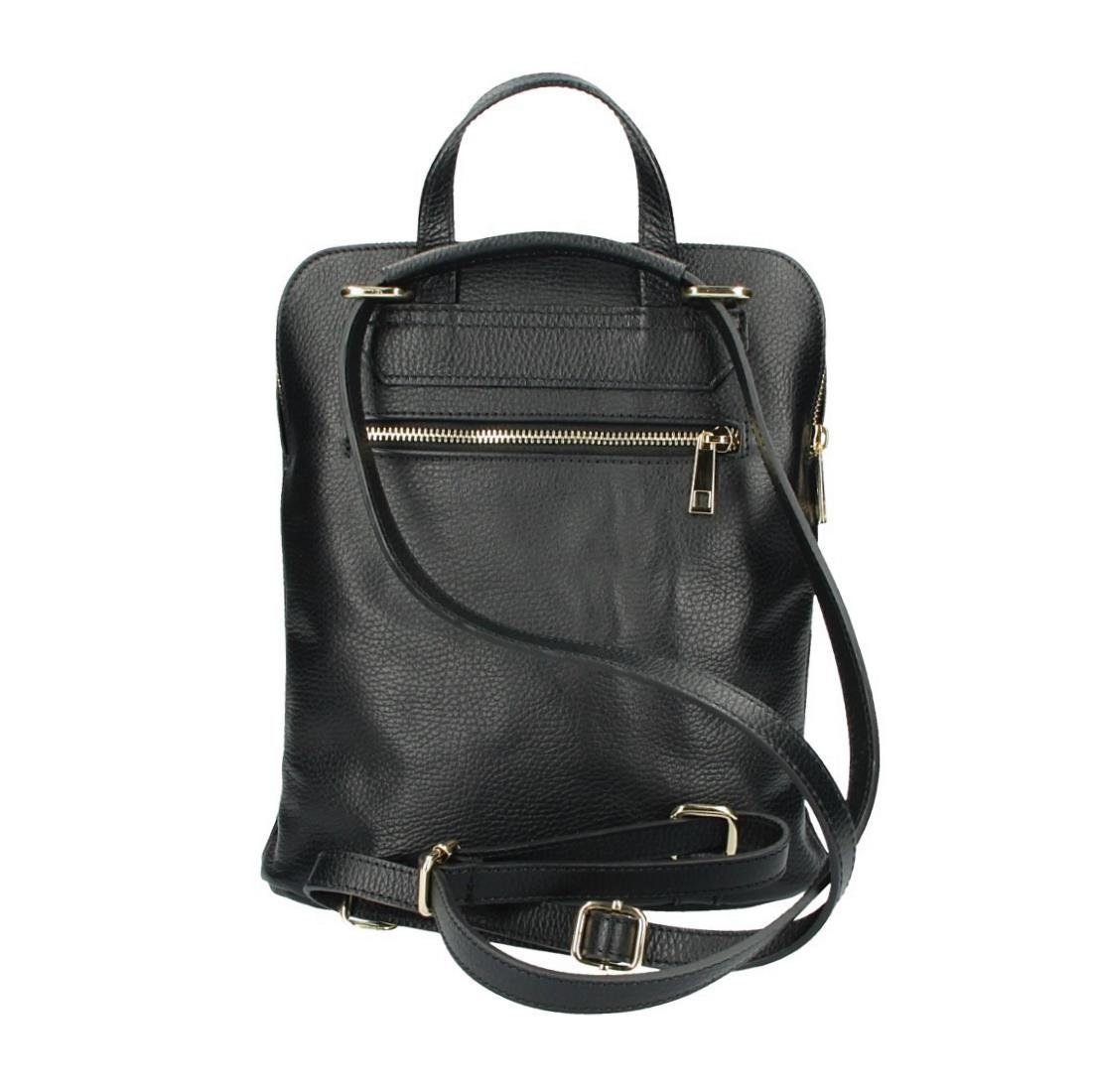 ITALYSHOP24 Rucksack Made in Italy Damen Leder Umhängetasche Backpack Schultertasche Bag, PREMIUM City Daypack Tagesrucksack Handgepäck Shopper Freizeitrucksack