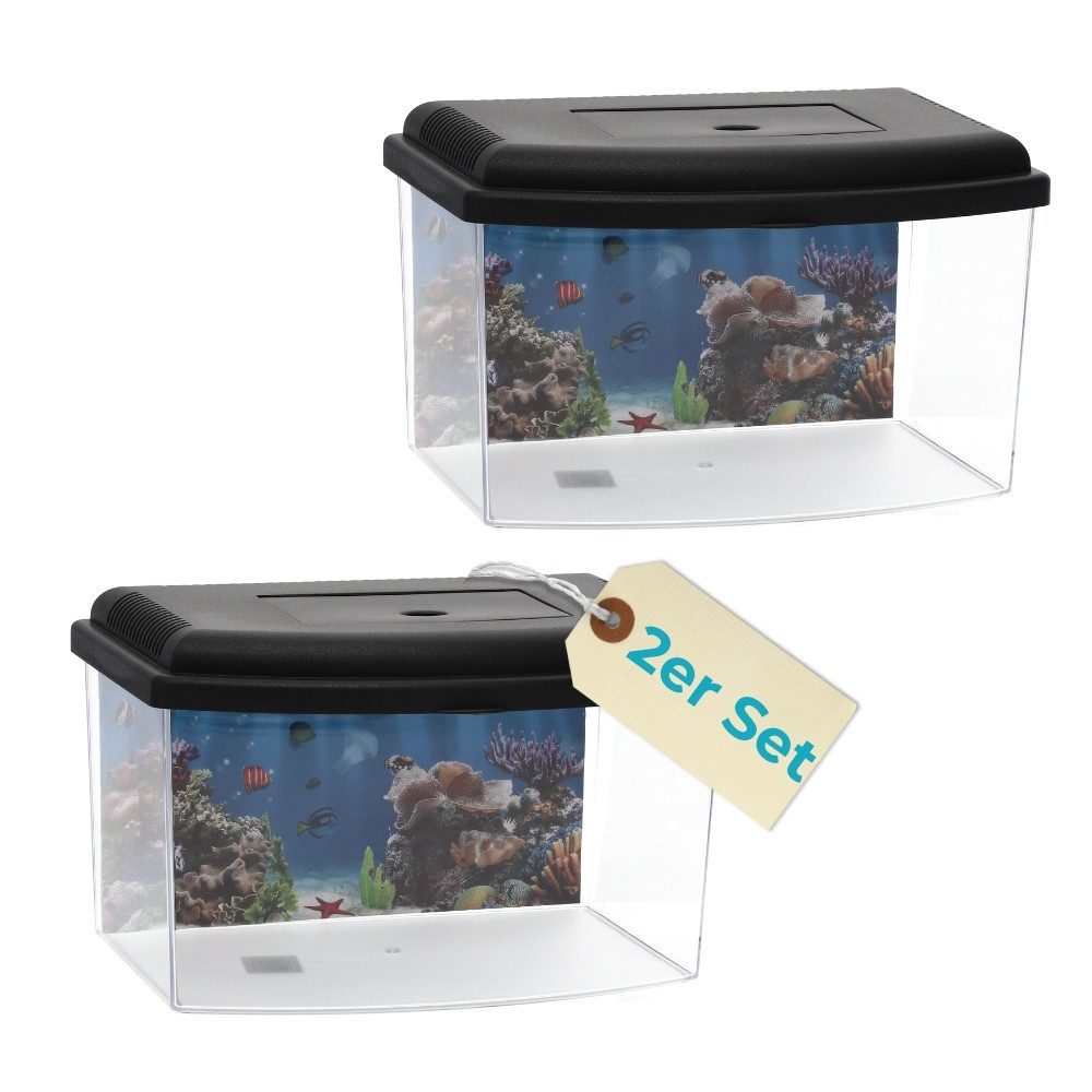 GarPet Aquarium 2er Set Nano Aquarium Terrarium Garnelen Triops Mini Becken Acrylglas