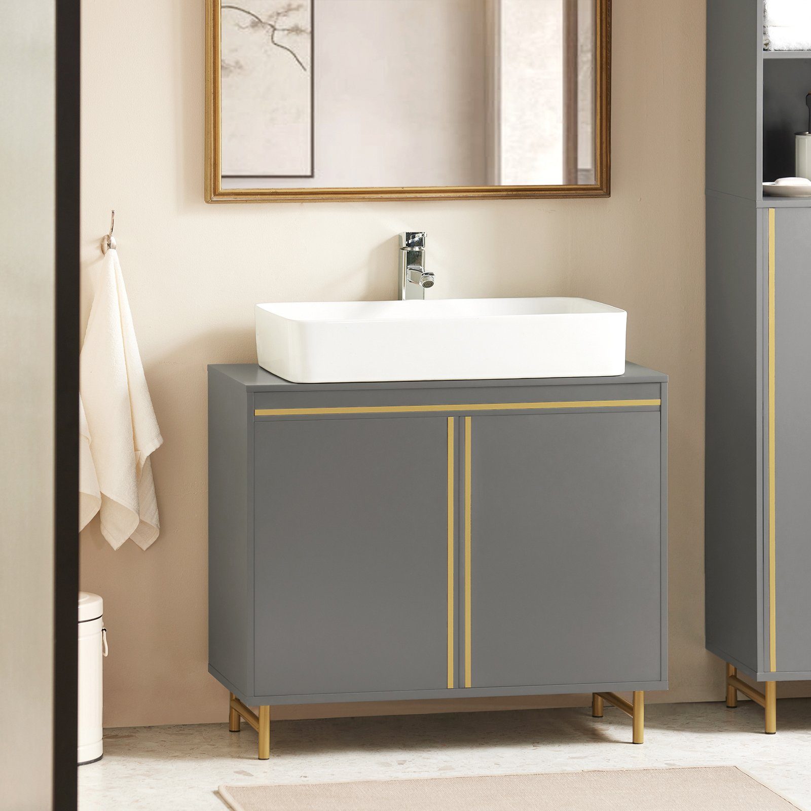 SoBuy Waschbeckenunterschrank BZR129 Badezimmerschrank Waschtisch Unterschr günstig online kaufen