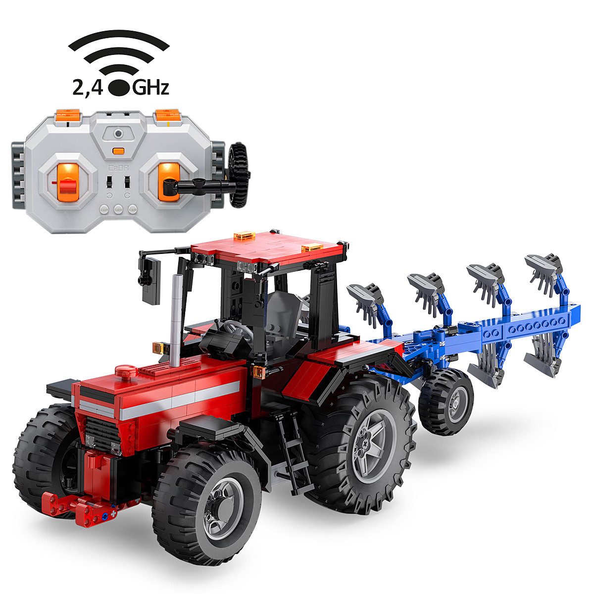 Jamara RC-Auto CaDA Traktor mit Pflug 1:17 2,4GHz Bricks (1675-tlg)