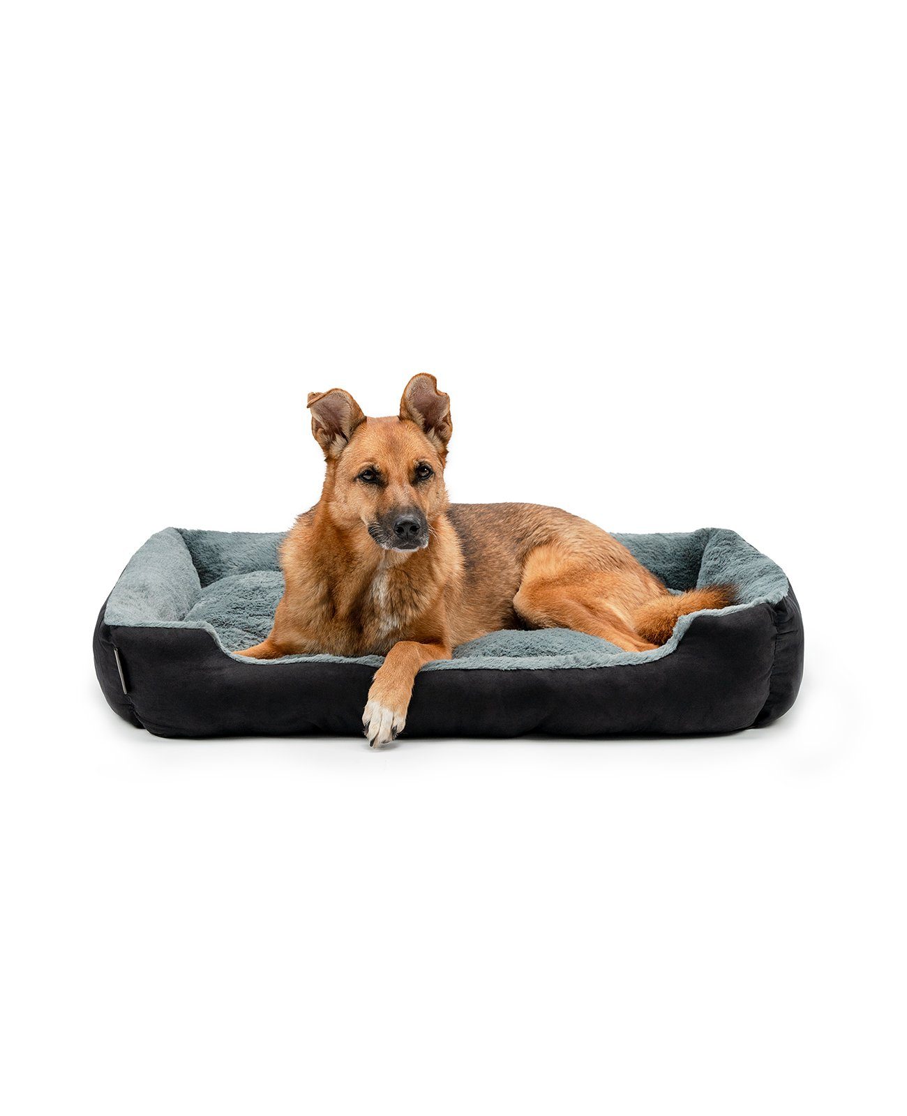 lionto Tierkissen Hundebett mit Wendekissen & Veloursbezug, mit Wendekissen, grau/schwarz, 90 cm x 70 cm