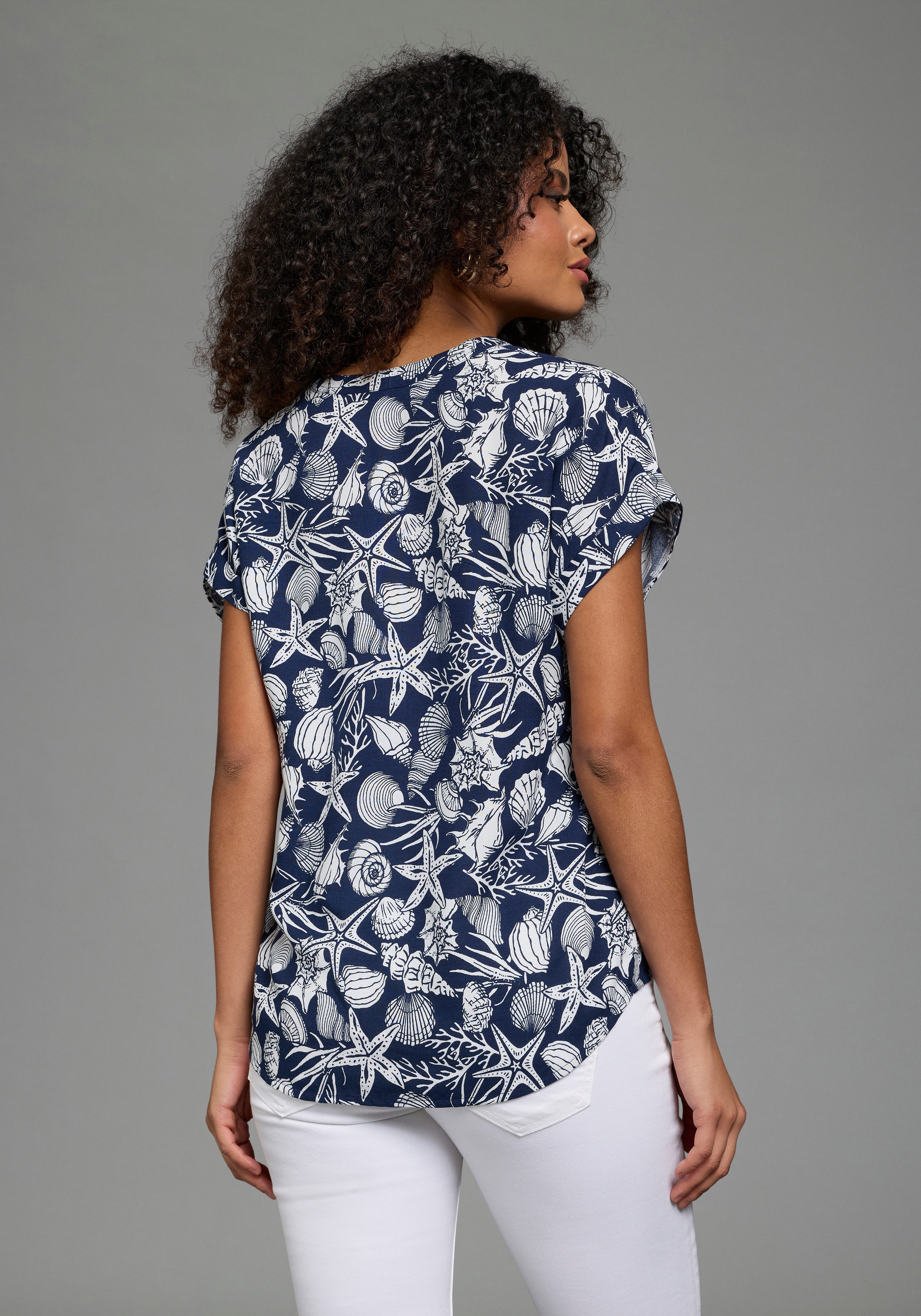 Laura Scott Druckbluse (Packung, 2er-Pack) bedruckte Bluse, aus Viskose, feminin im Stil