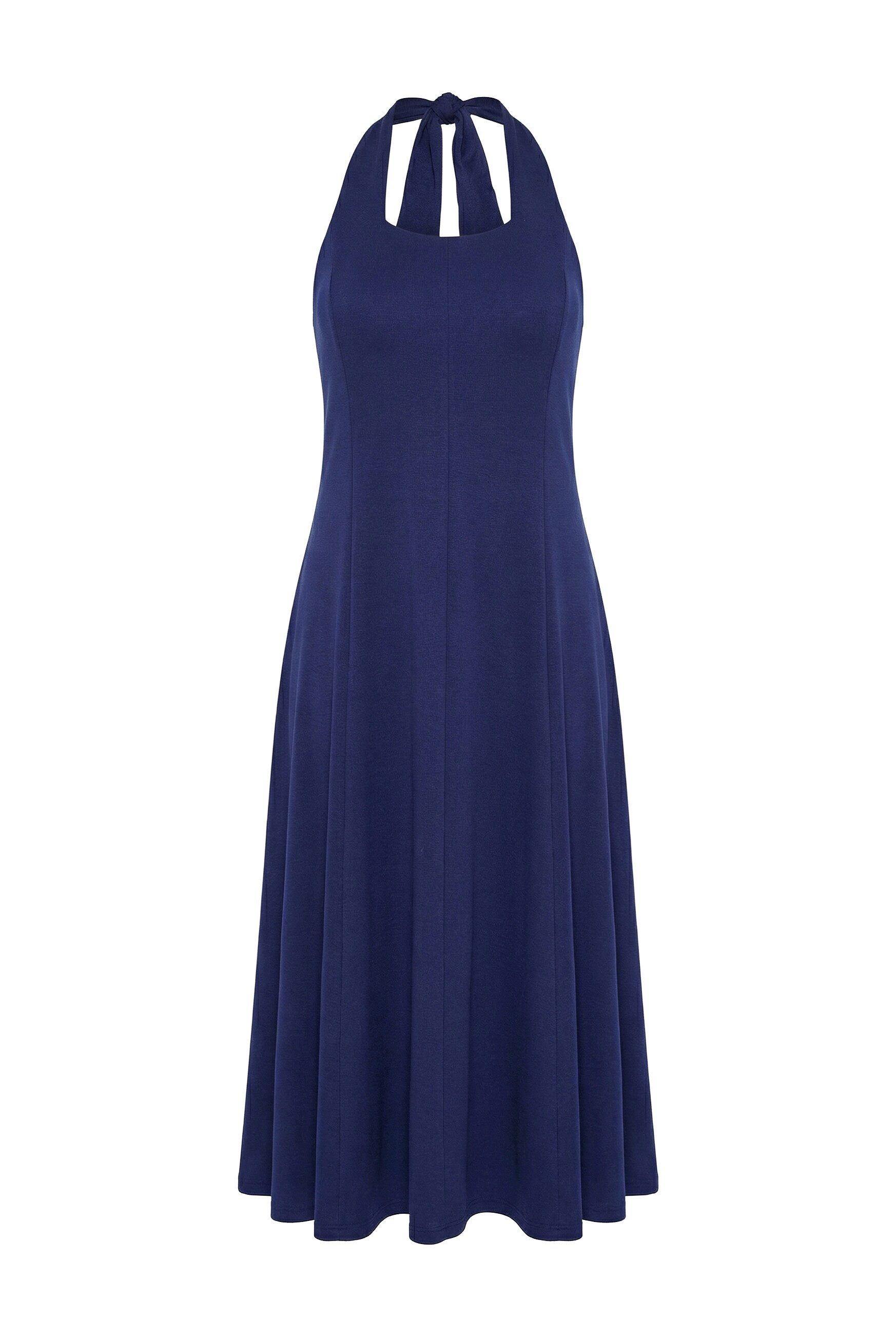 Ulla Popken Jerseykleid Punto-Kleid Neckholder Carré-Ausschnitt ärmellos
