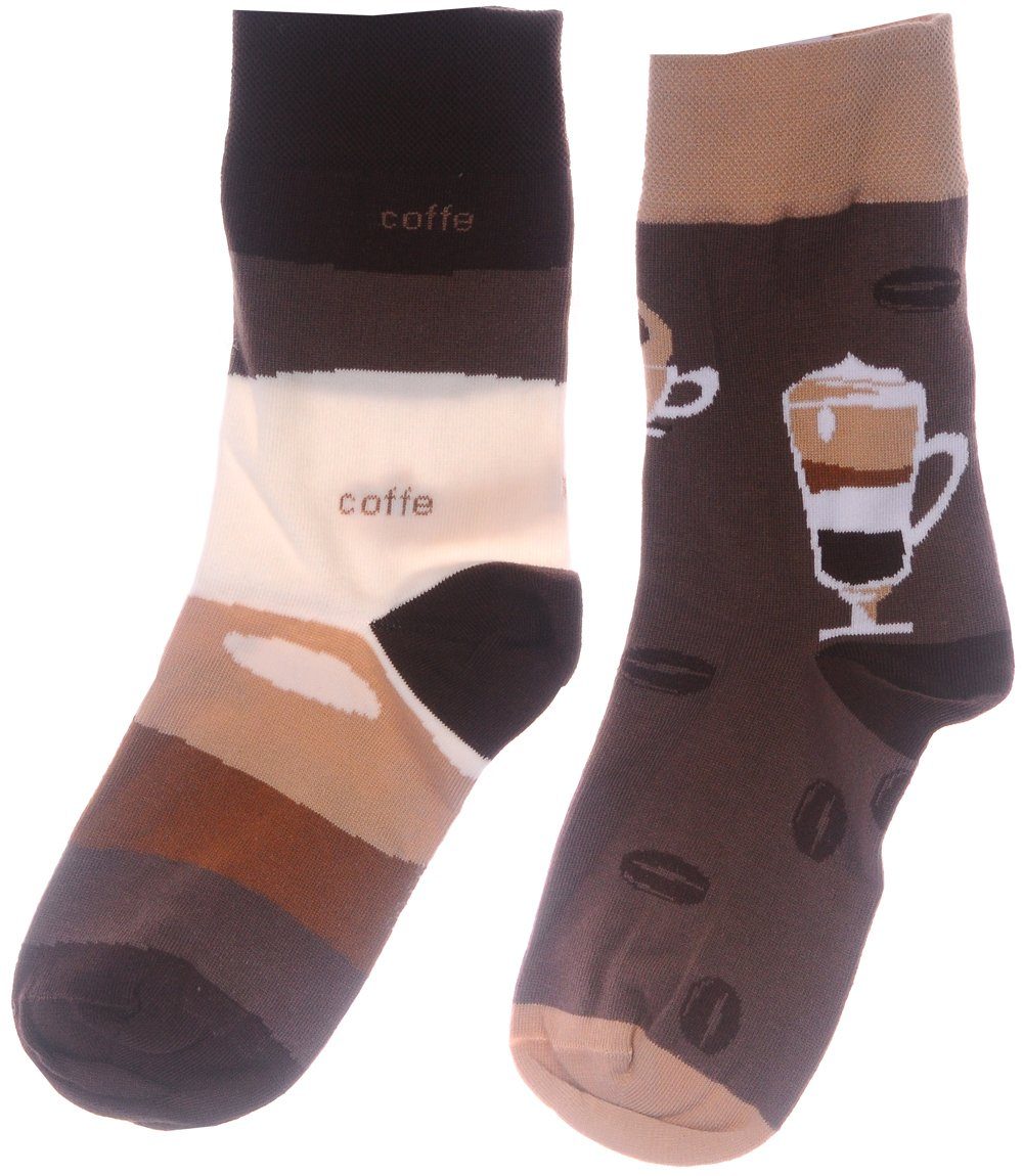 Martinex Socken 1 Paar Socken lustige bunte witzige Strümpfe Damen Herren Kinder mit Kaffee Motiv 35 36 37 38 39 40 41 42 43 44 45 46, weich