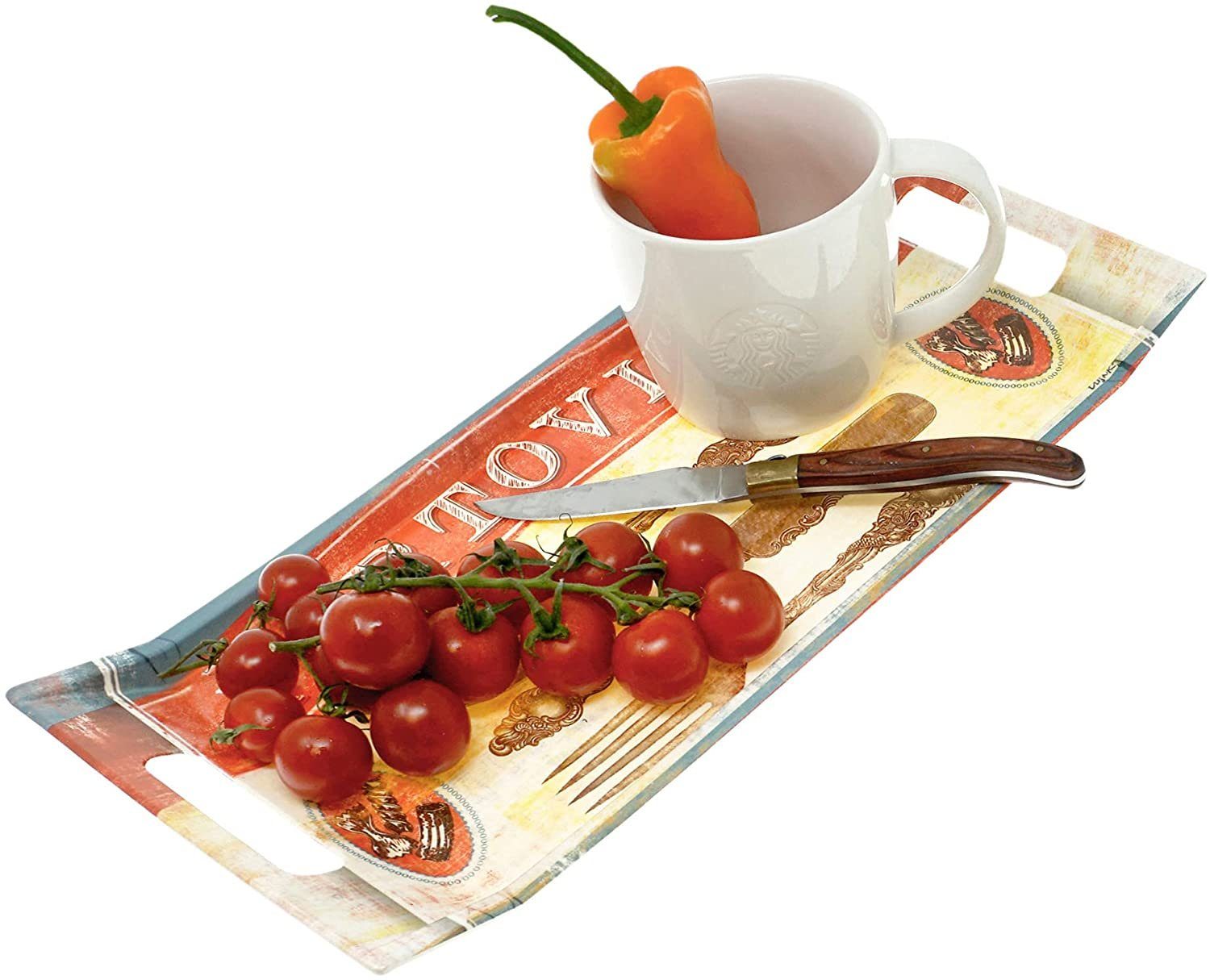 Kunststofftablett aus Melamin, Beige Tablett Frühstück, Lashuma cm 41x19 Italien (1-tlg), braunes