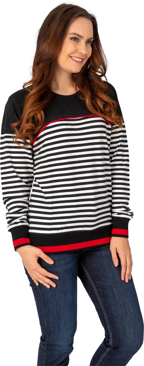 Sweatshirt 186-1226 gestreift, mit Strassapplikationen