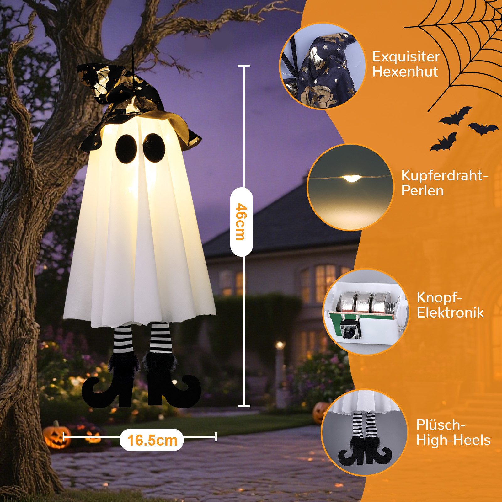 MUPOO Dekohänger Halloween Hängegeister Dekoration,LED-Lichterkette Geister günstig online kaufen
