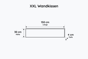 Lycce Kopfstütze XXL Wandkissen als Wandschutz, Nackenstütze, Kopfstütze 150cm x 30cm, (1 St), Kopfteil, in blau oder taupe, inkl. Montage-Set