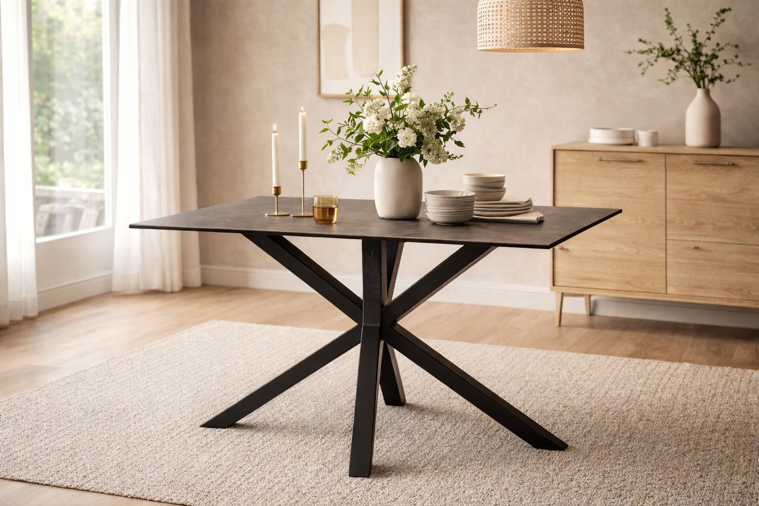 ACTONA GROUP Esstisch Heaven mit Keramikplatte & stabilem Stahlgestell, mehrere Varianten (Breite: 135, 160 und 200 cm), Pflegeleichter Design-Esstisch – robust, stilvoll & langlebig