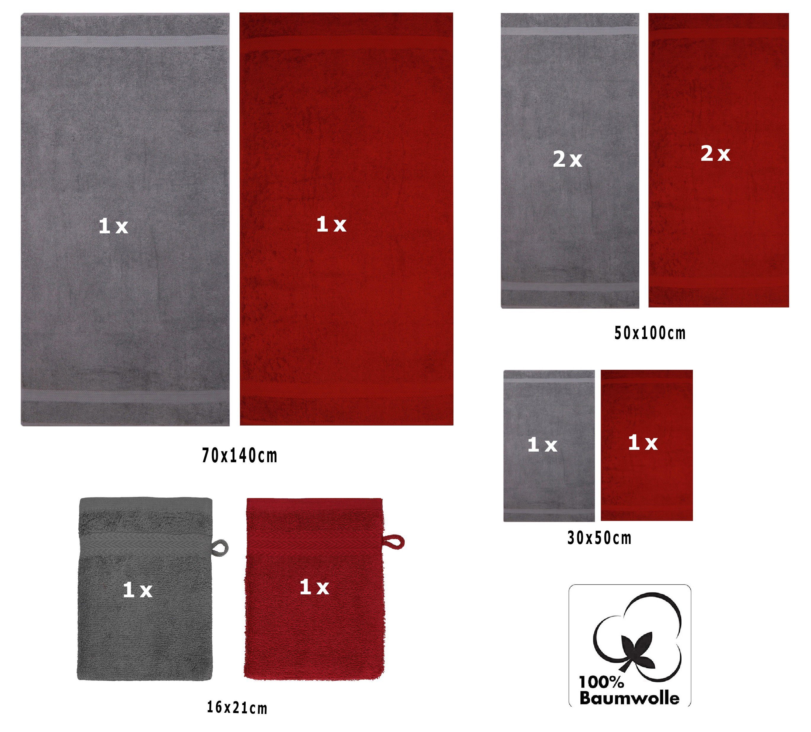 Betz Handtuch Set 10-TLG. Handtuch-Set und & saugstark Premium 10-tlg), Anthrazit, Dunkelrot Baumwolle, Farbe strapazierfähig (Set, 100